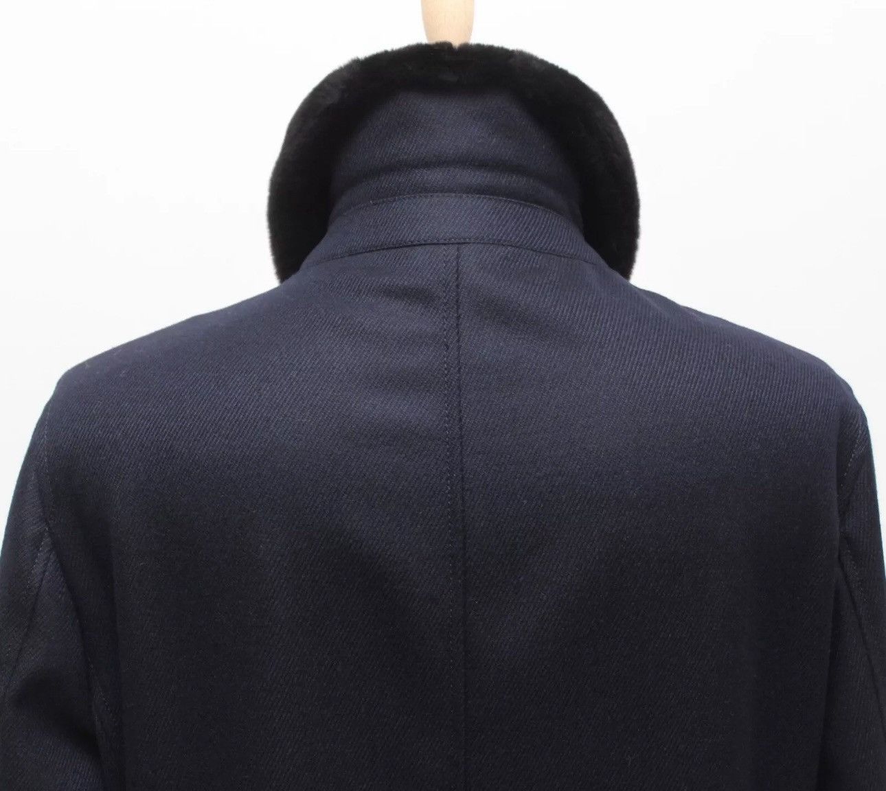 Brioni BRIONI Luxury Wool Long Navy Fur Collar Coat Overcoat fit XL Size US XL / EU 56 / 4 - 11 Thumbnail