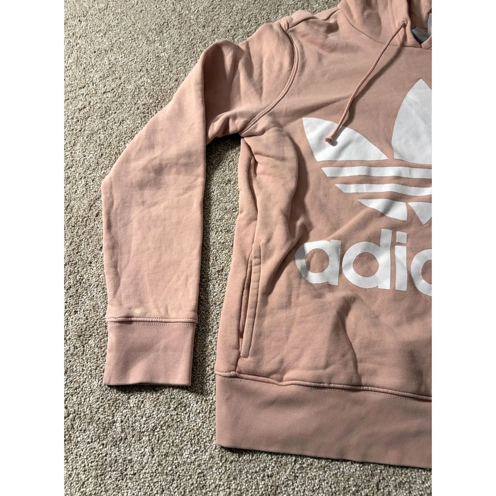 Adidas Adidas Originals Hoodie Womens Small Pink Trefoil Logo Pullover Sweatshirt Size S / US 4 / IT 40 - 2 Thumbnail