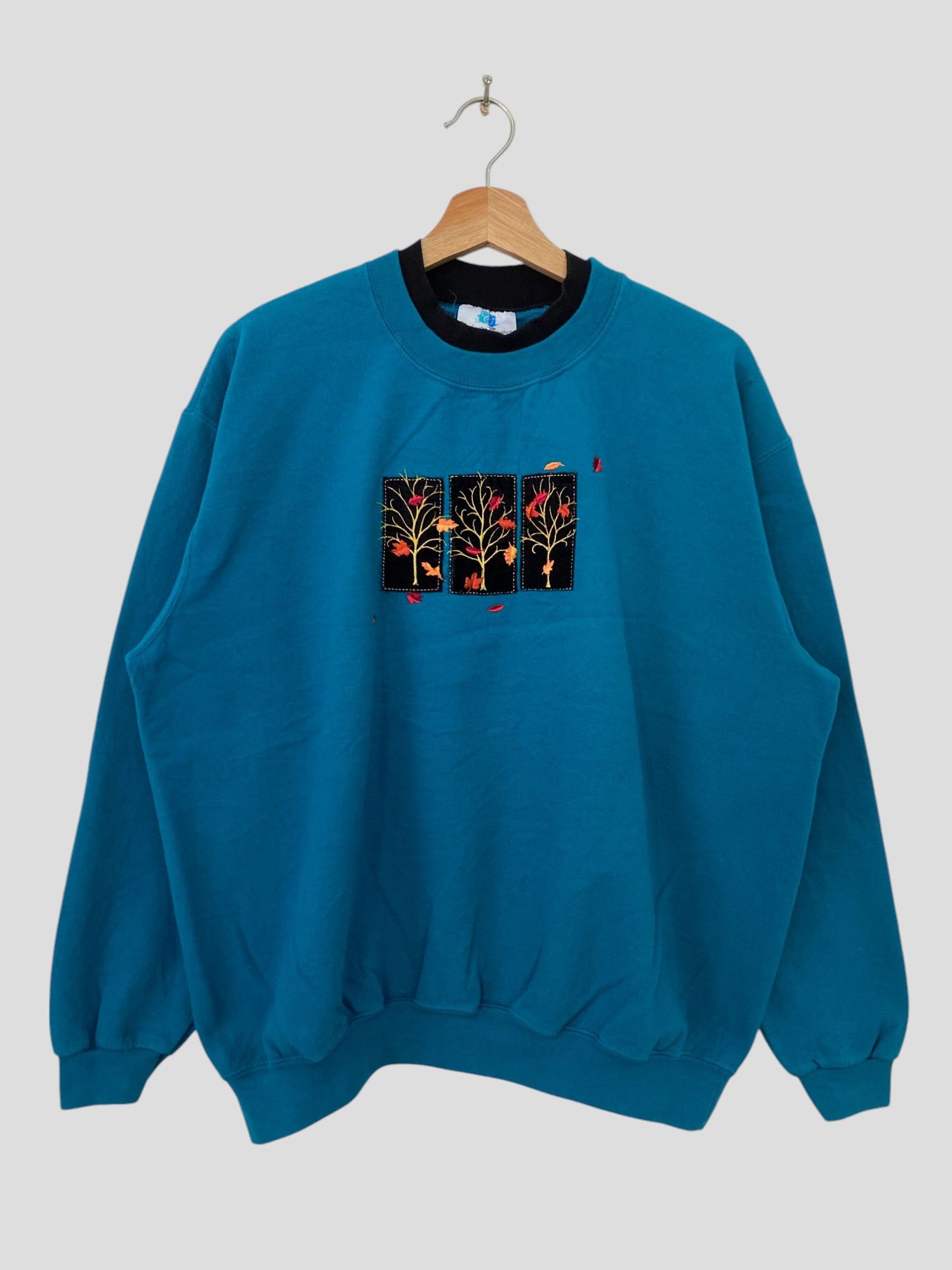 Autumn Season Sweatshirt XL Size Crewneck Embroidery