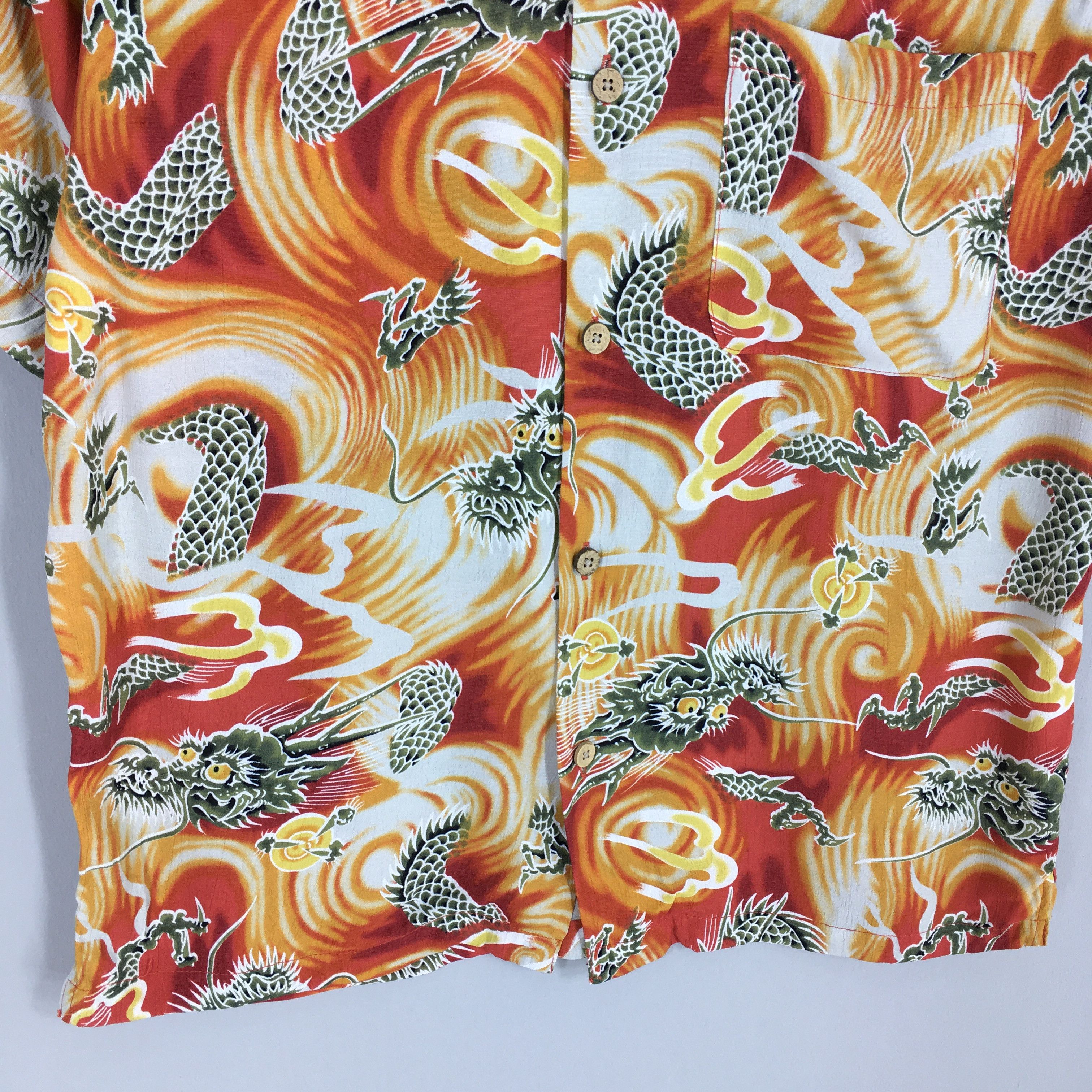 Vintage Vintage 1980s Hawaiian Japanese Dragon Orange Rayon Shirt M Size US M / EU 48-50 / 2 - 4 Thumbnail