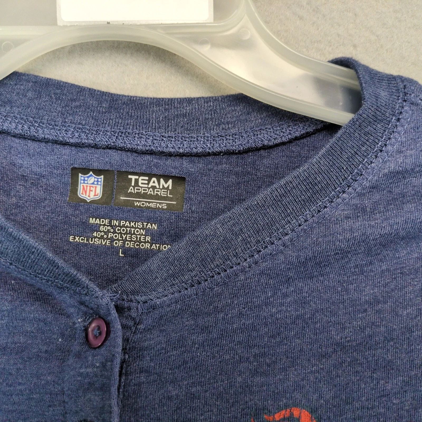 NFL Denver Broncos Football Navy Henley Shirt NFL Team Apparel Size L / US 10 / IT 46 - 2 Thumbnail