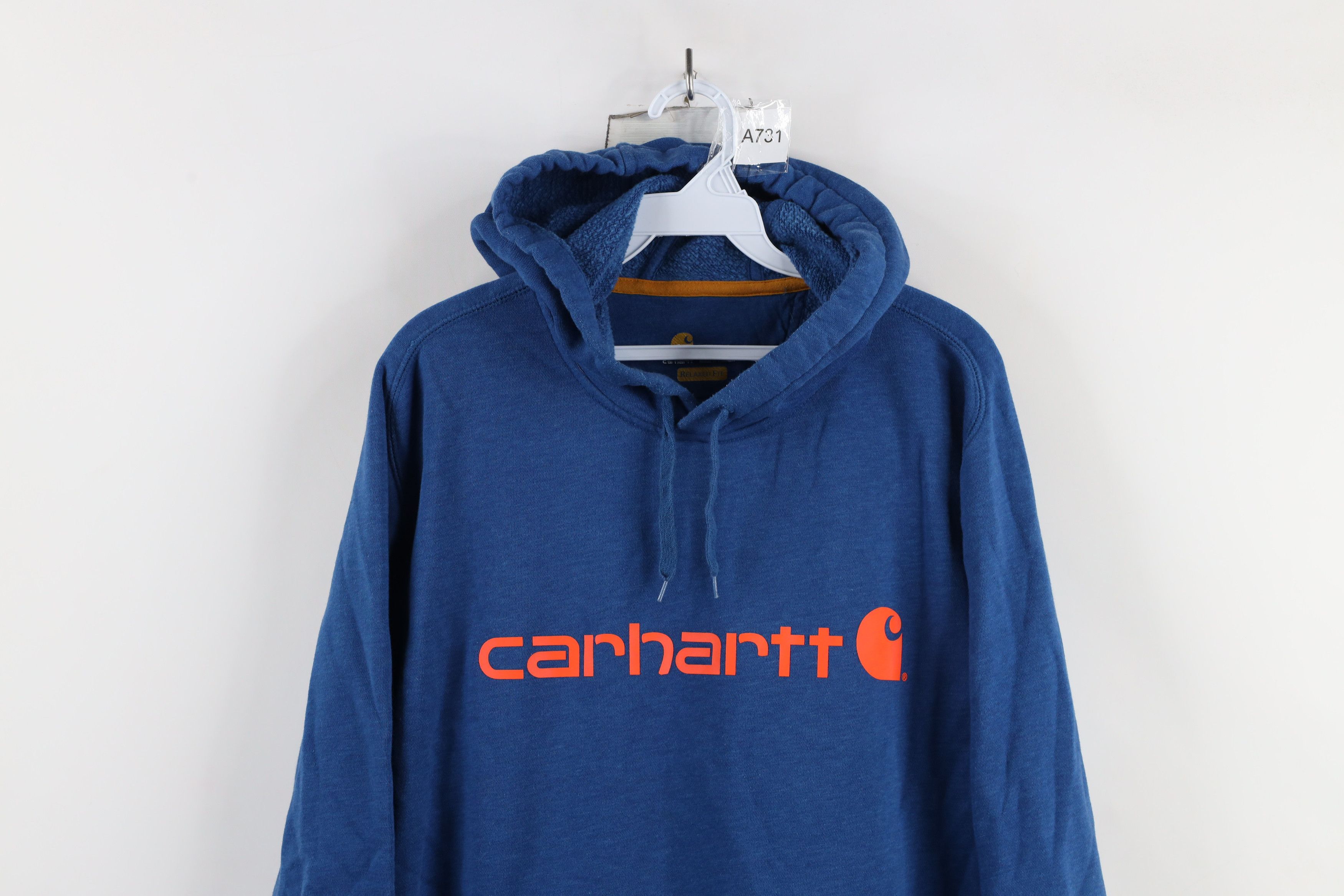 Carhartt × Vintage Vintage Y2K Carhartt Spell Big Logo Hoodie Sweatshirt Blue Size US L / EU 52-54 / 3 - 2 Thumbnail