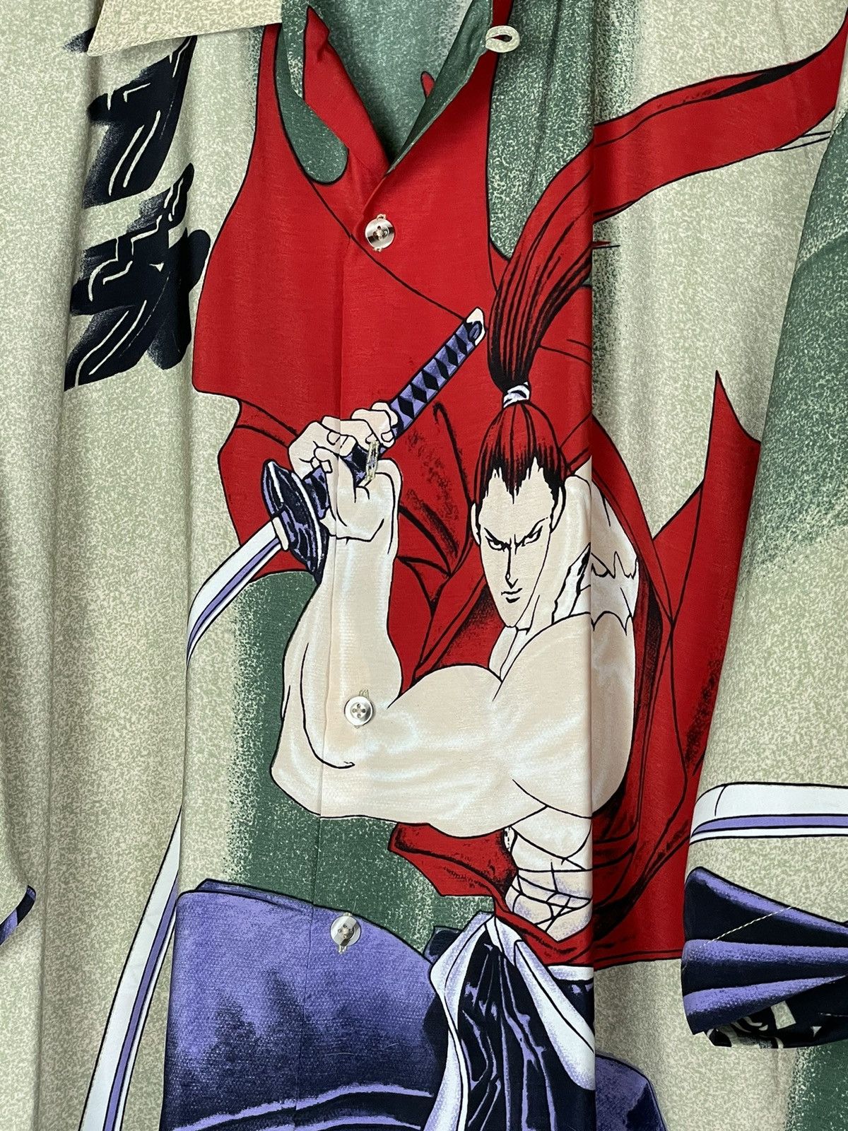 Anime × Japanese Brand × Vintage Vintage Samurai Anime Movie Rare Button Up Oversize Shirt Size US L / EU 52-54 / 3 - 7 Thumbnail
