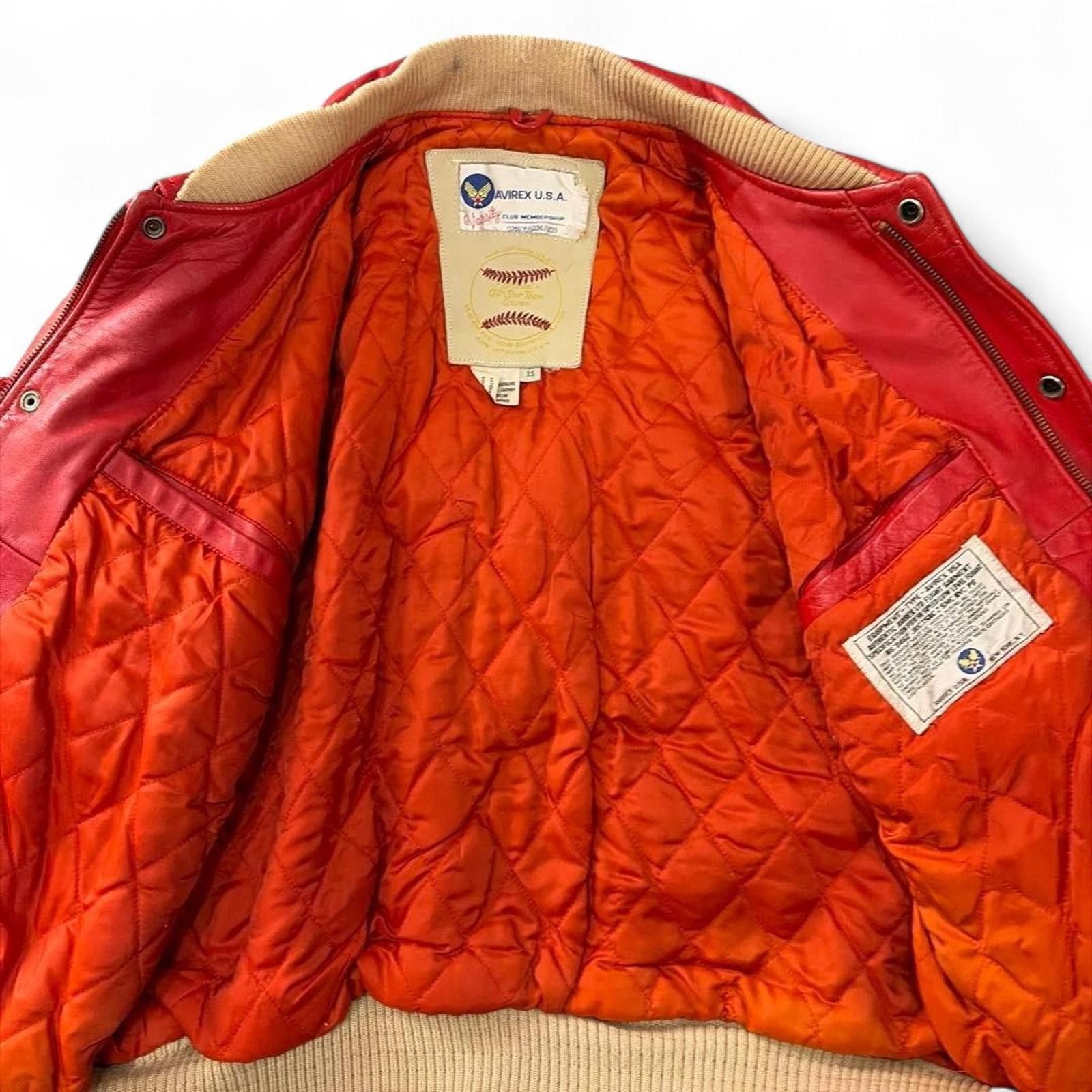 Avirex Avirex - XS Red Leather Varsity Jacket Virginia Ins. Size US XS / EU 42 / 0 - 6 Thumbnail