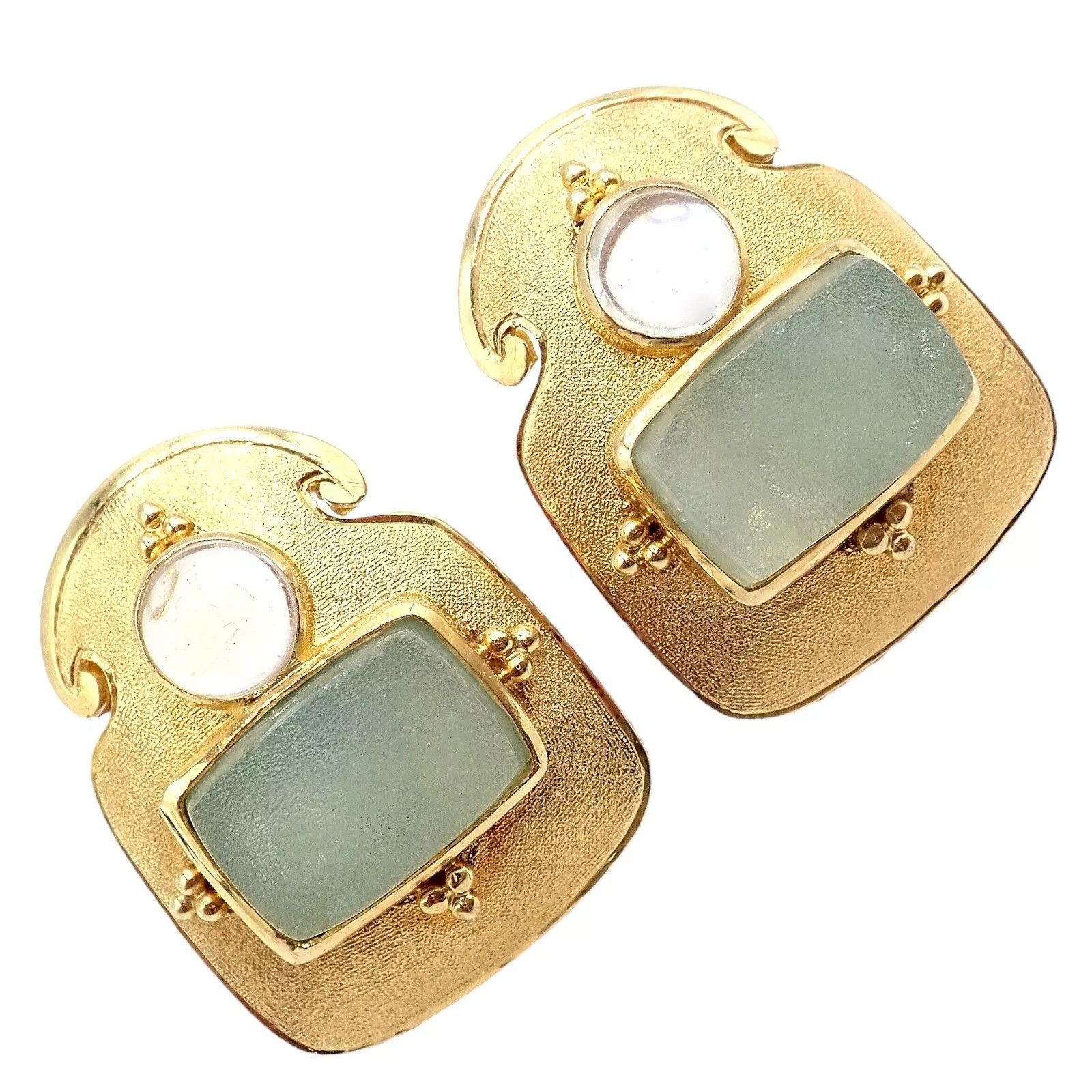 Vintage Paula Crevoshay 18k Gold Smithsonite Moonstone Earrings OOAK Size ONE SIZE - 9 Thumbnail