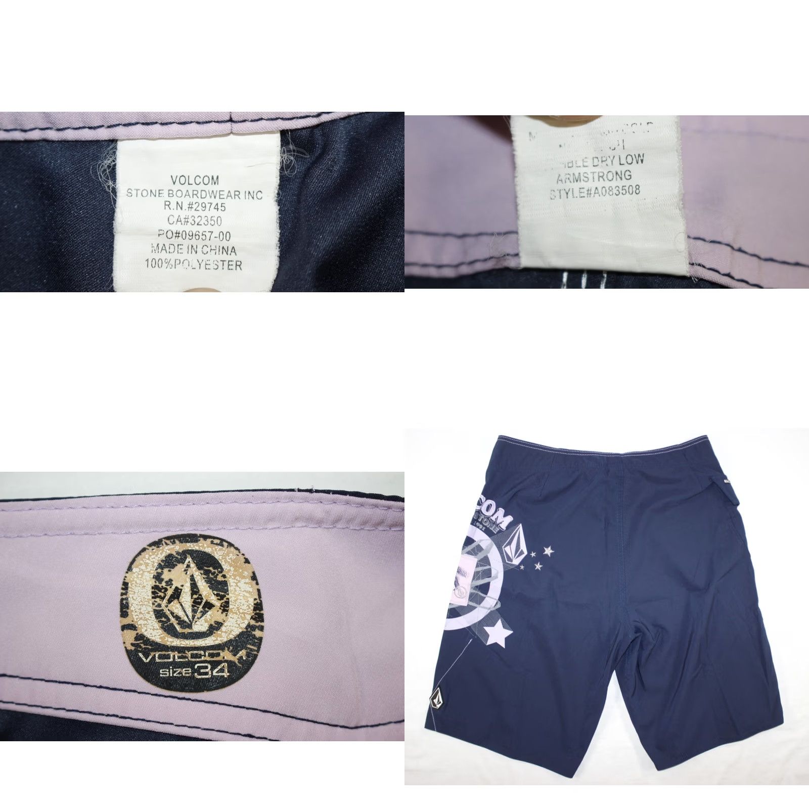 Volcom Volcom Stone Board Shorts Men's 34 Armstrong Eye Graphic Zipper Fly Navy Blue Size US 32 / EU 48 - 8 Thumbnail