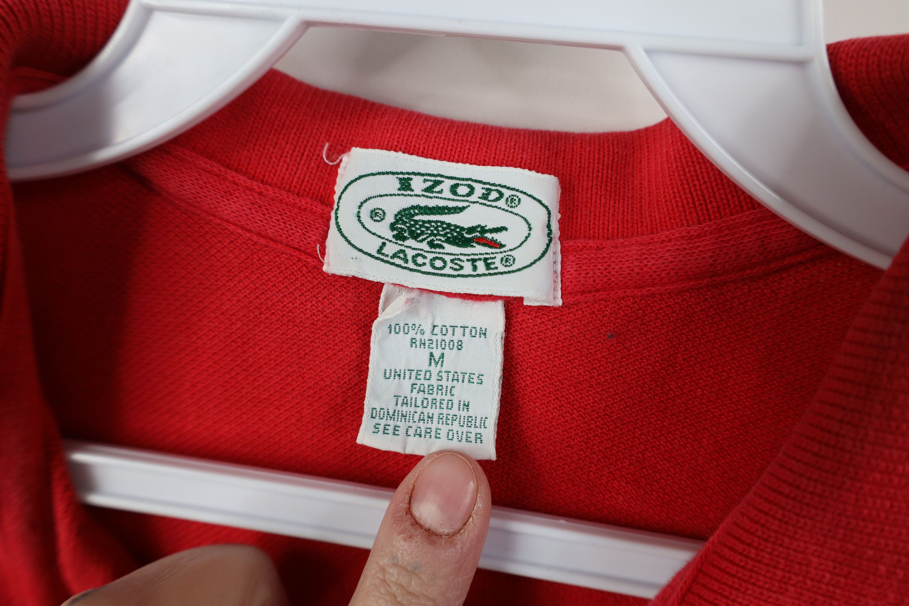 Lacoste Vintage 80s Izod Lacoste Logo Collared Golf Polo Shirt Red Size M / US 6-8 / IT 42-44 - 8 Thumbnail