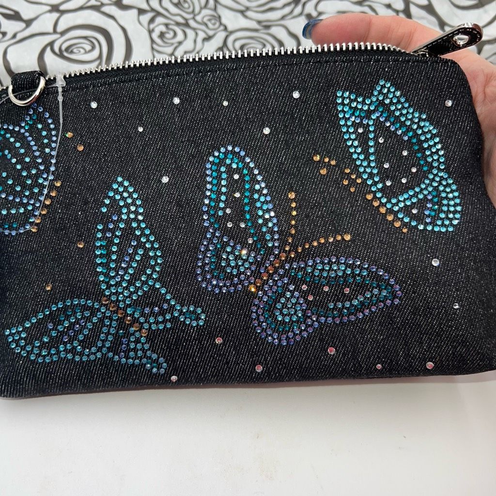 Brighton Brighton Black Denim Sparkle Butterfly Crossbody Bag with Original Tissue Paper Size ONE SIZE - 8 Thumbnail