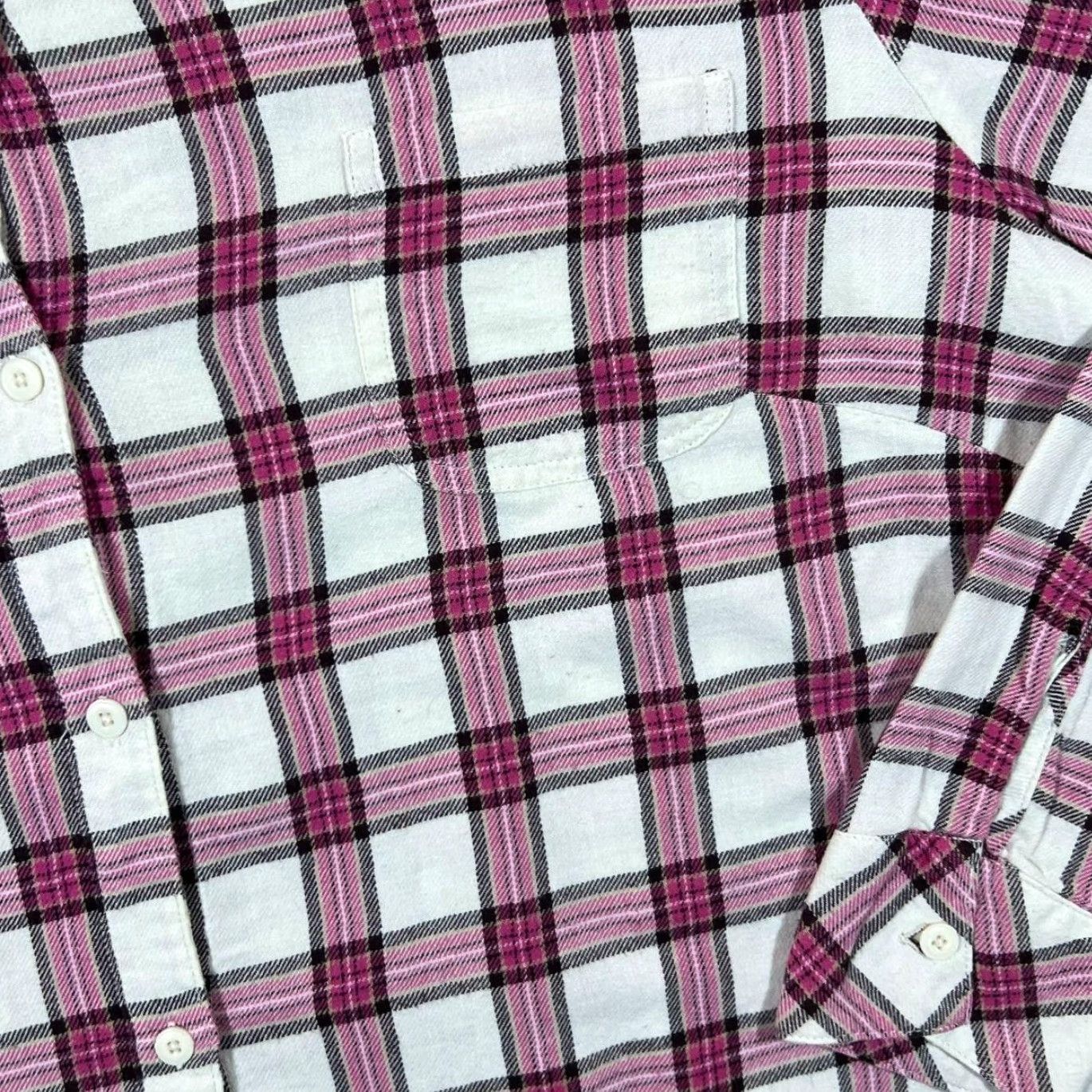 Lee Riders by Lee Pink White Plaid Check Long Sleeve Flannel Shirt Women's XXL Size XXL / US 16-18 / IT 52-54 - 3 Thumbnail