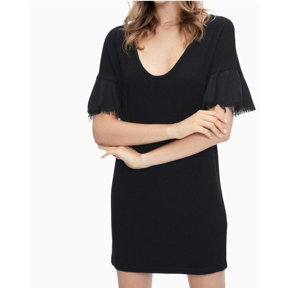Splendid NWT New $138 Splendid Rayon Jersey Flutter Sleeve Dress Bla Size S / US 4 / IT 40 - 1 Thumbnail