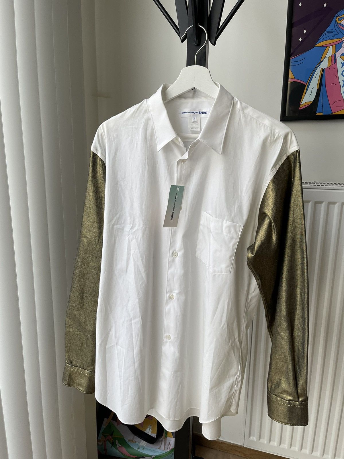 Comme des Garcons Comme Des Garcons Shirt AW17 White Shirt With Gold Sleeves Size US M / EU 48-50 / 2 - 4 Thumbnail