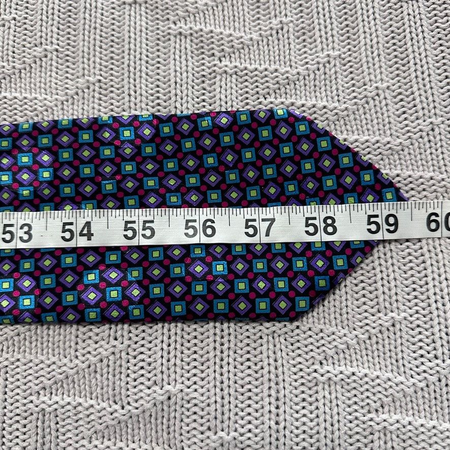 Brioni Brioni purple and green metallic geometric print silk tie Size ONE SIZE - 5 Thumbnail