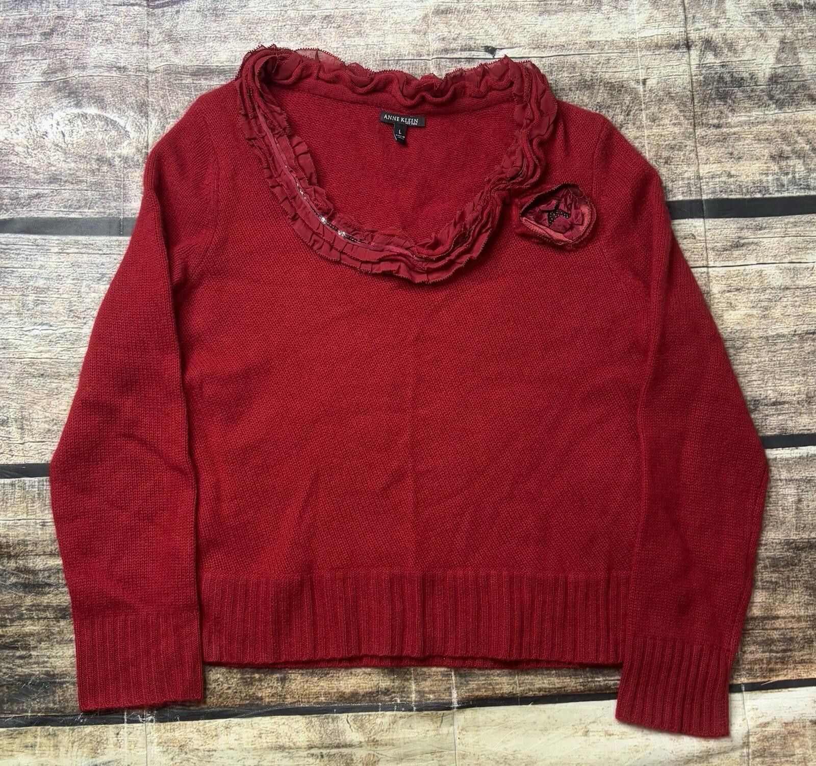Other Anne Klein Cashmere Sweater Women's Lace Sequin Rose Details Size M / US 6-8 / IT 42-44 - 1 Thumbnail