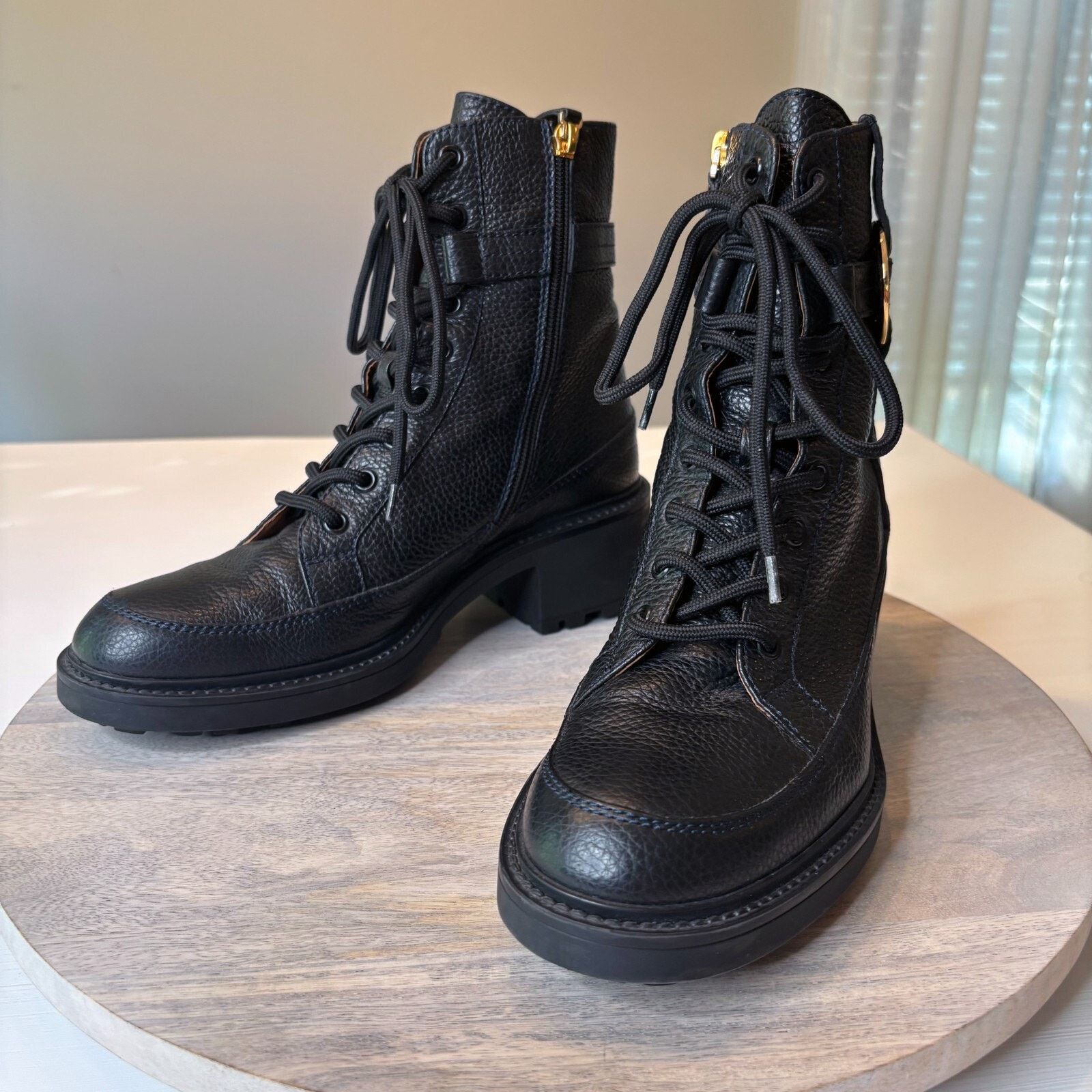 Chloe Chloé Darryl Black Leather Ankle Combat Boots EU Sz 39 US 9 Size US 9 / IT 39 - 1 Thumbnail