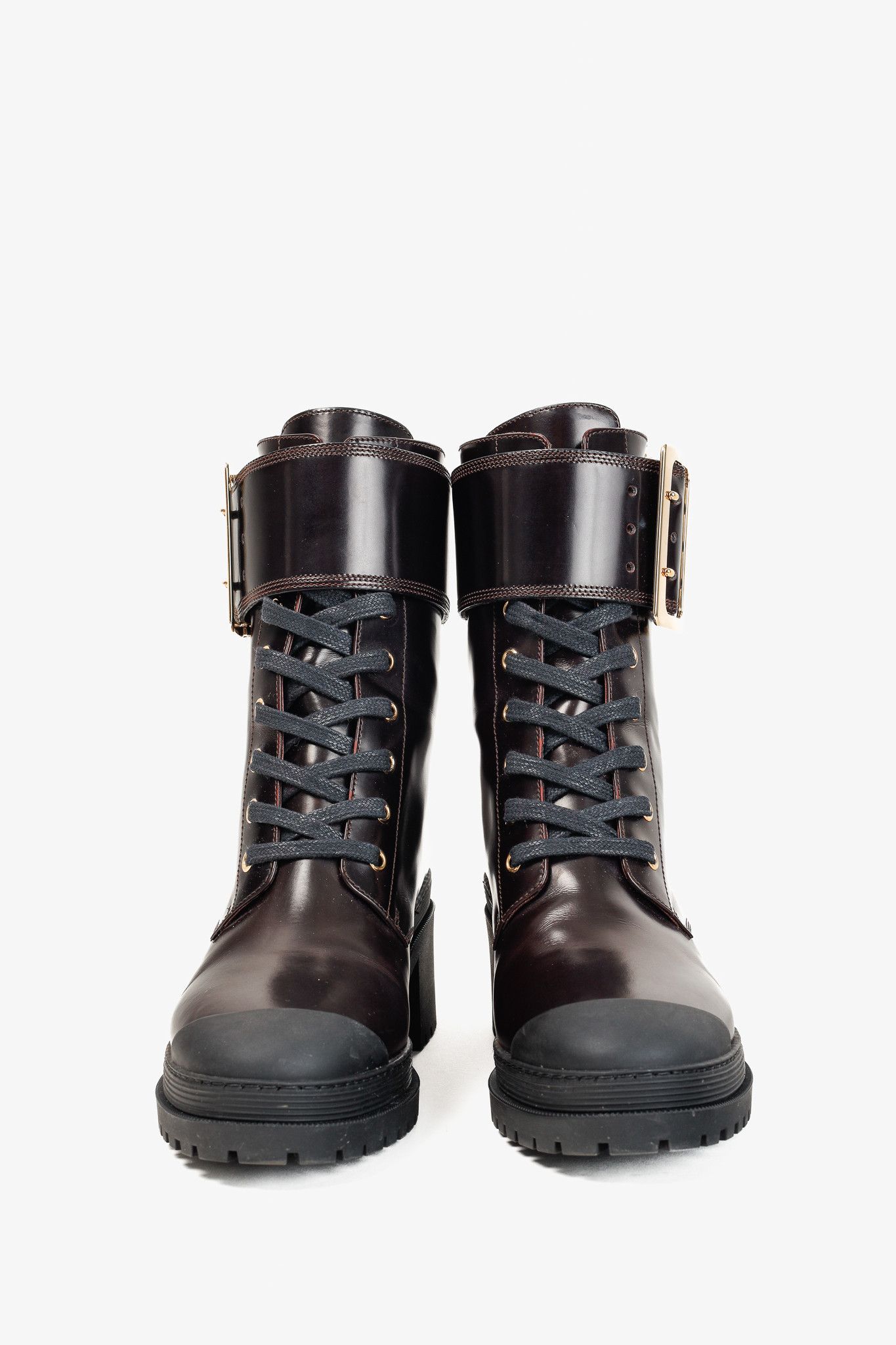 Burberry Burberry Scarcroft 50 Buckled Glossed-Leather Combat Boots Size US 7.5 / IT 37.5 - 2 Thumbnail