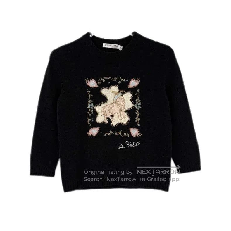 Dior Dior Black Clover Goat Cashmere Sweater. Size US S / EU 44-46 / 1 - 1 Thumbnail