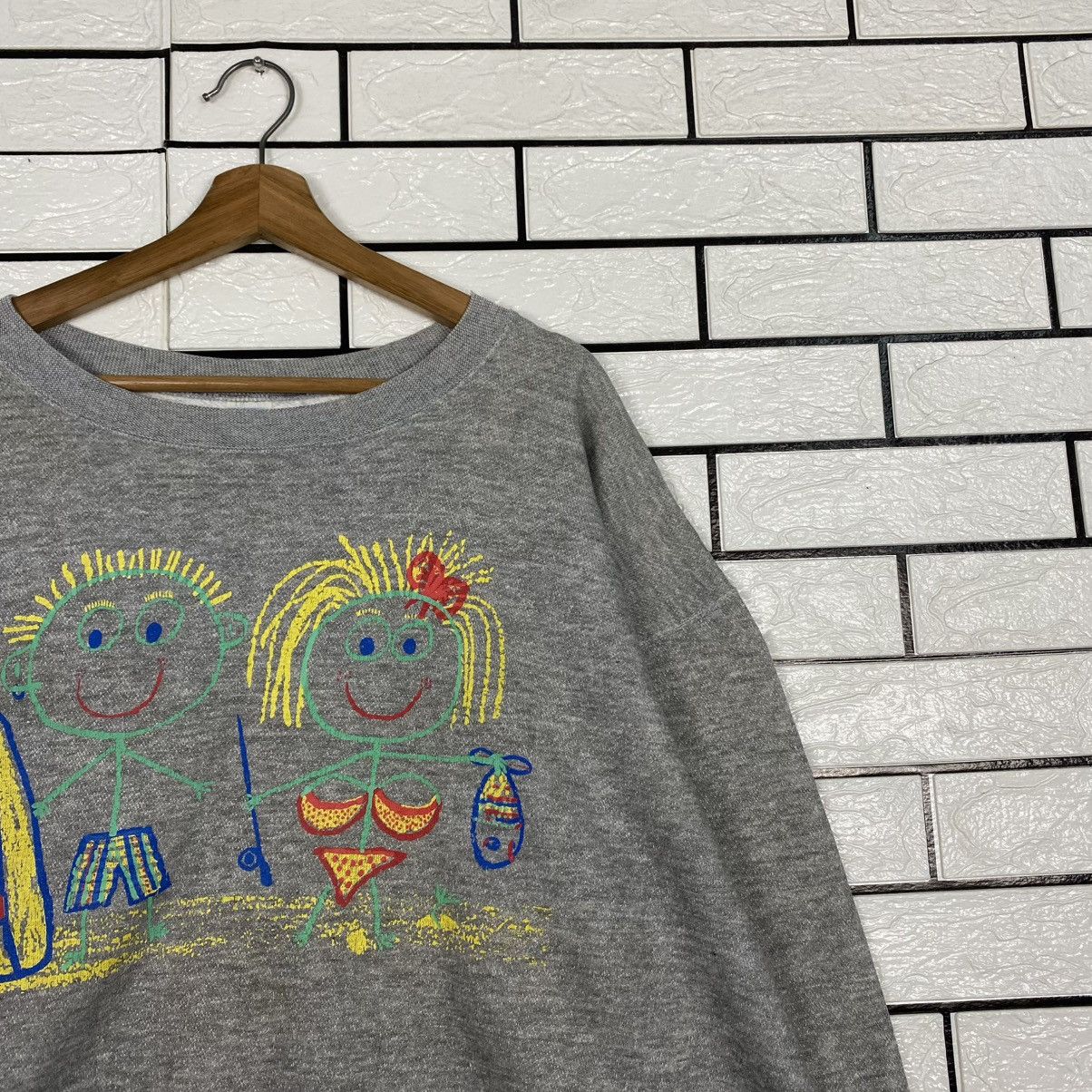 Vintage 🔥 HEALTHKNIT VINTAGE SWEATSHIRT BEACH KIDS GRAPHIC CREWNECK Size US L / EU 52-54 / 3 - 6 Thumbnail
