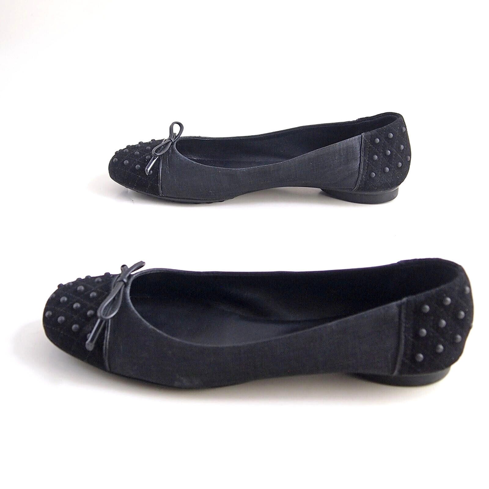 Tod's Tod's Flats Black Suede Waxed Linen Womens EU 38 US 8 Size US 8 / IT 38 - 3 Thumbnail