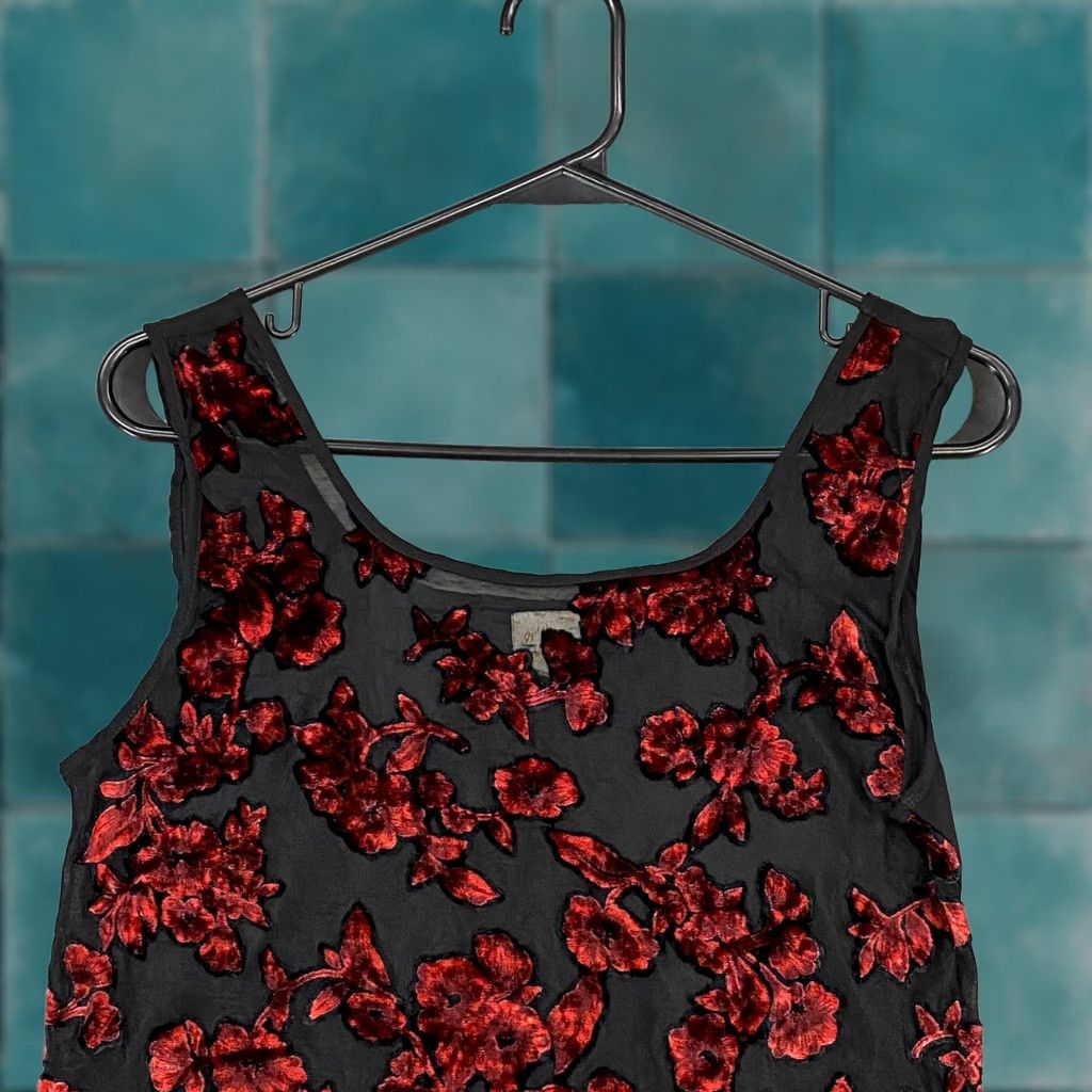 Velvet VINTAGE Gilligan & O'Malley Burnout Velvet Tank Womens M Black Floral Whimsigoth Y2K Moody Virtual Size M / US 6-8 / IT 42-44 - 1 Thumbnail