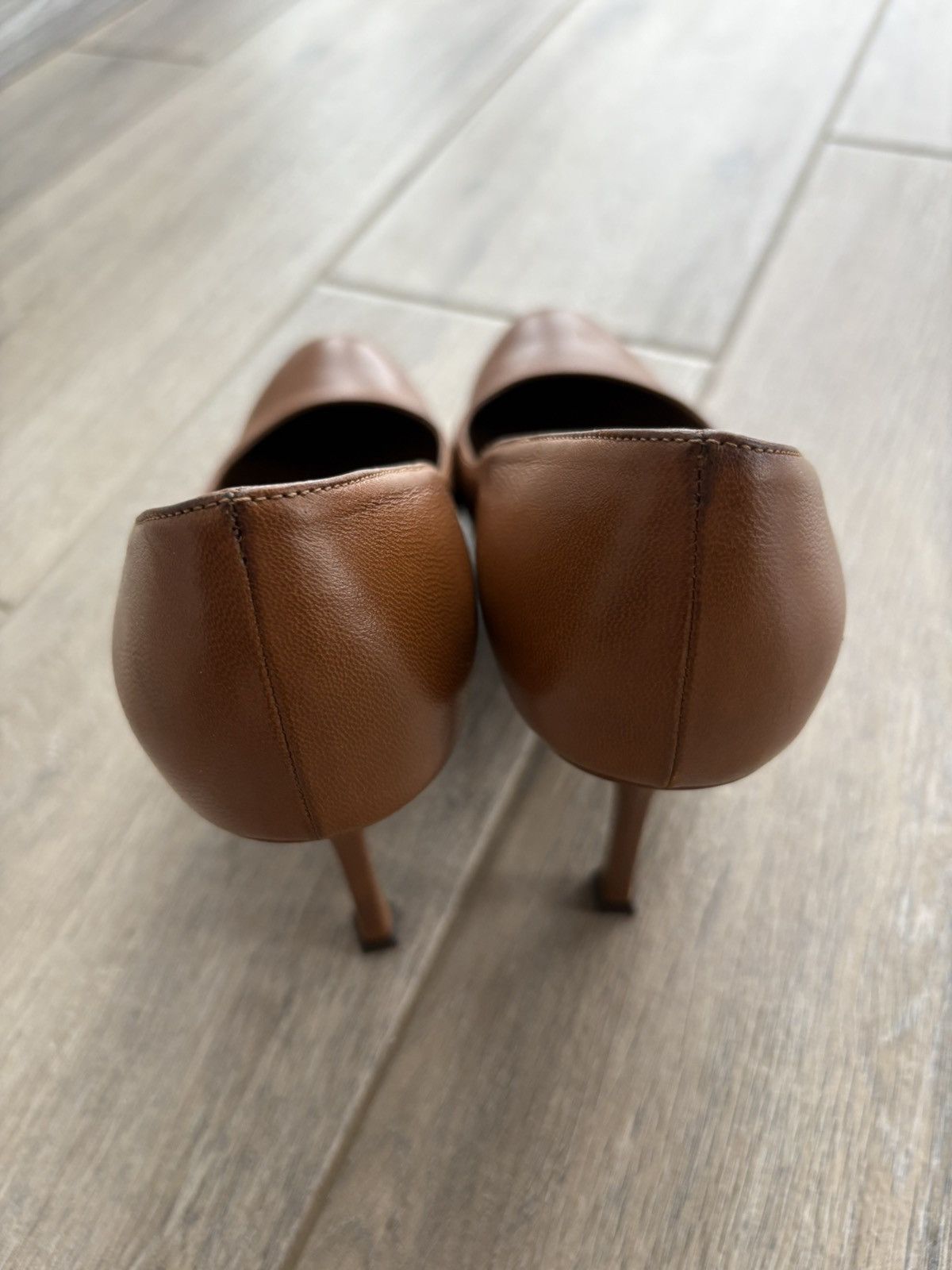 Yves Saint Laurent Yves Saint Laurent Leather Platform Pumps Brown Heels 37.5 Size US 7 / IT 37 - 4 Thumbnail