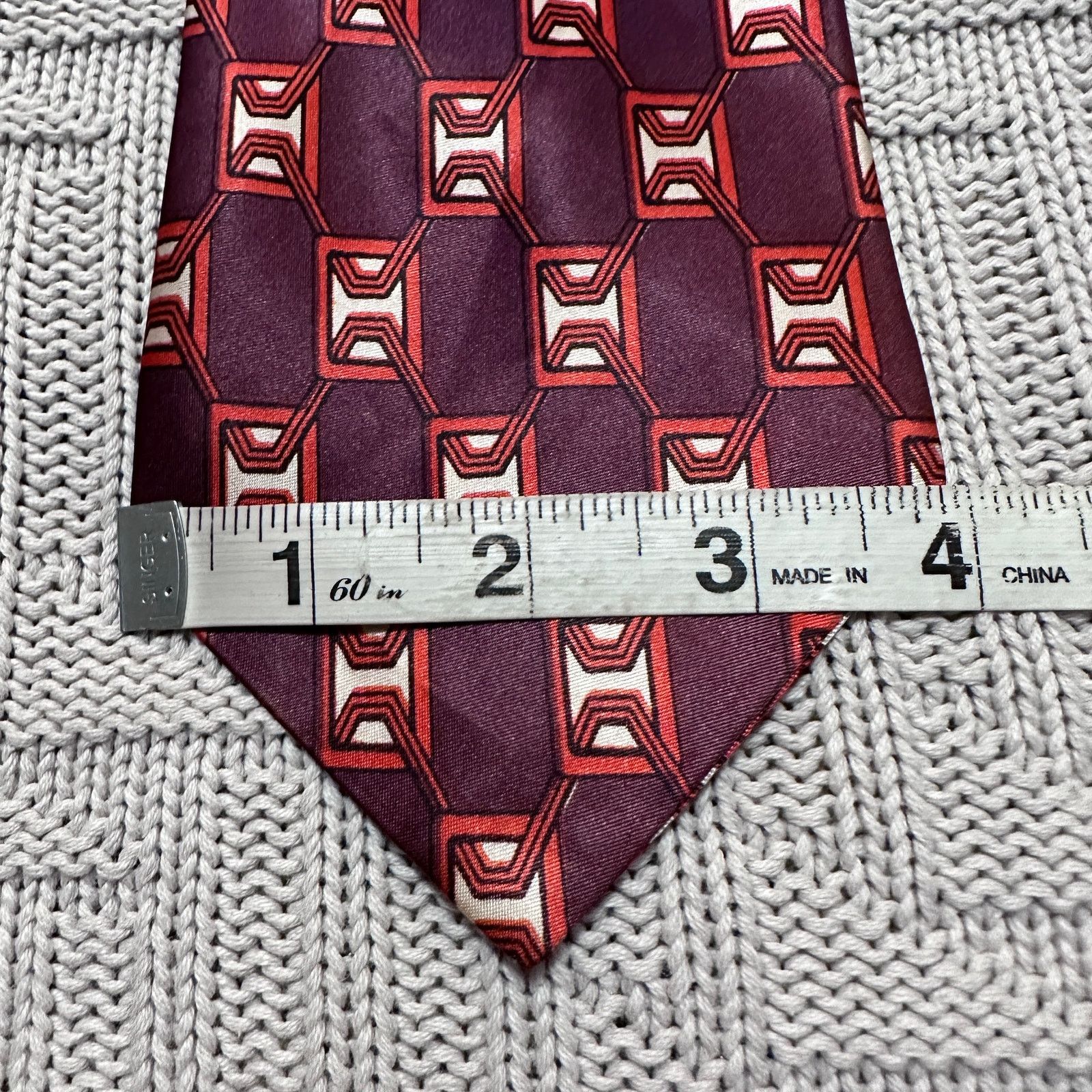 Vintage Vintage Rhodia maroon patterned satin tie Size ONE SIZE - 5 Thumbnail