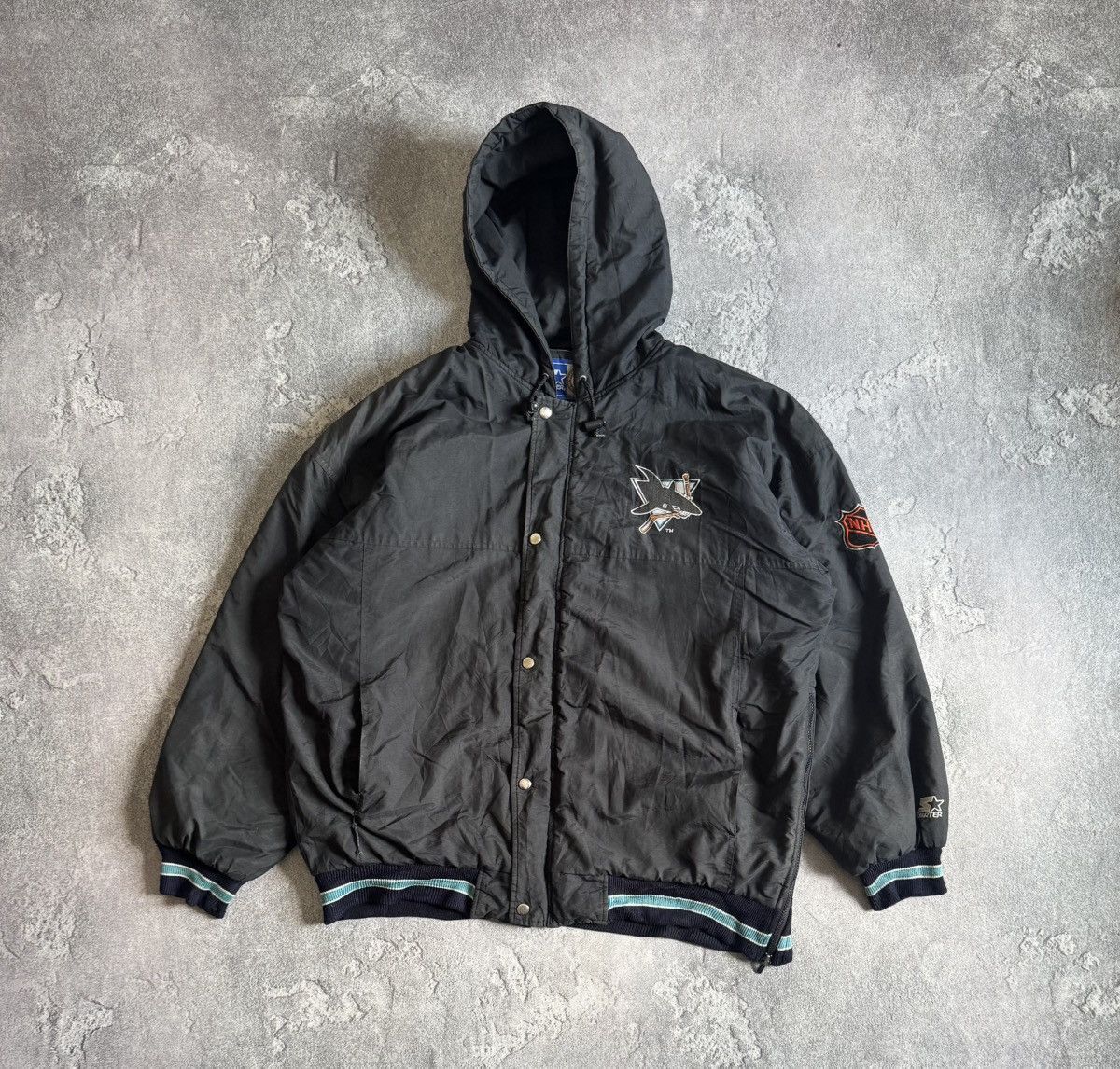 Starter Starter XL San Jose Sharks 🦈 NHL vintage bomber jacket zip Size US XL / EU 56 / 4 - 8 Thumbnail