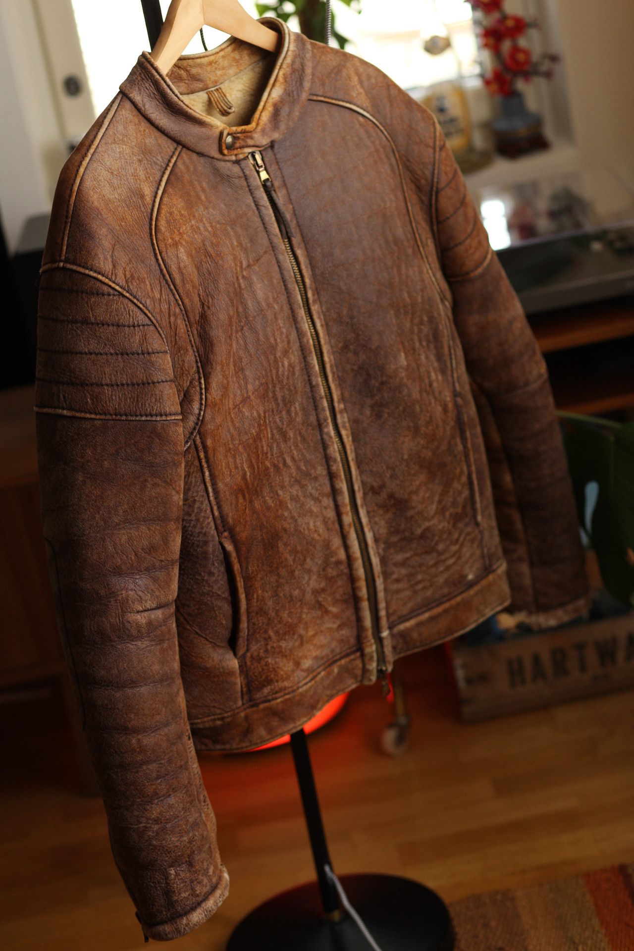 Vintage 1970’s Italian Shearling Café Racer Jacket Size US L / EU 52-54 / 3 - 3 Thumbnail