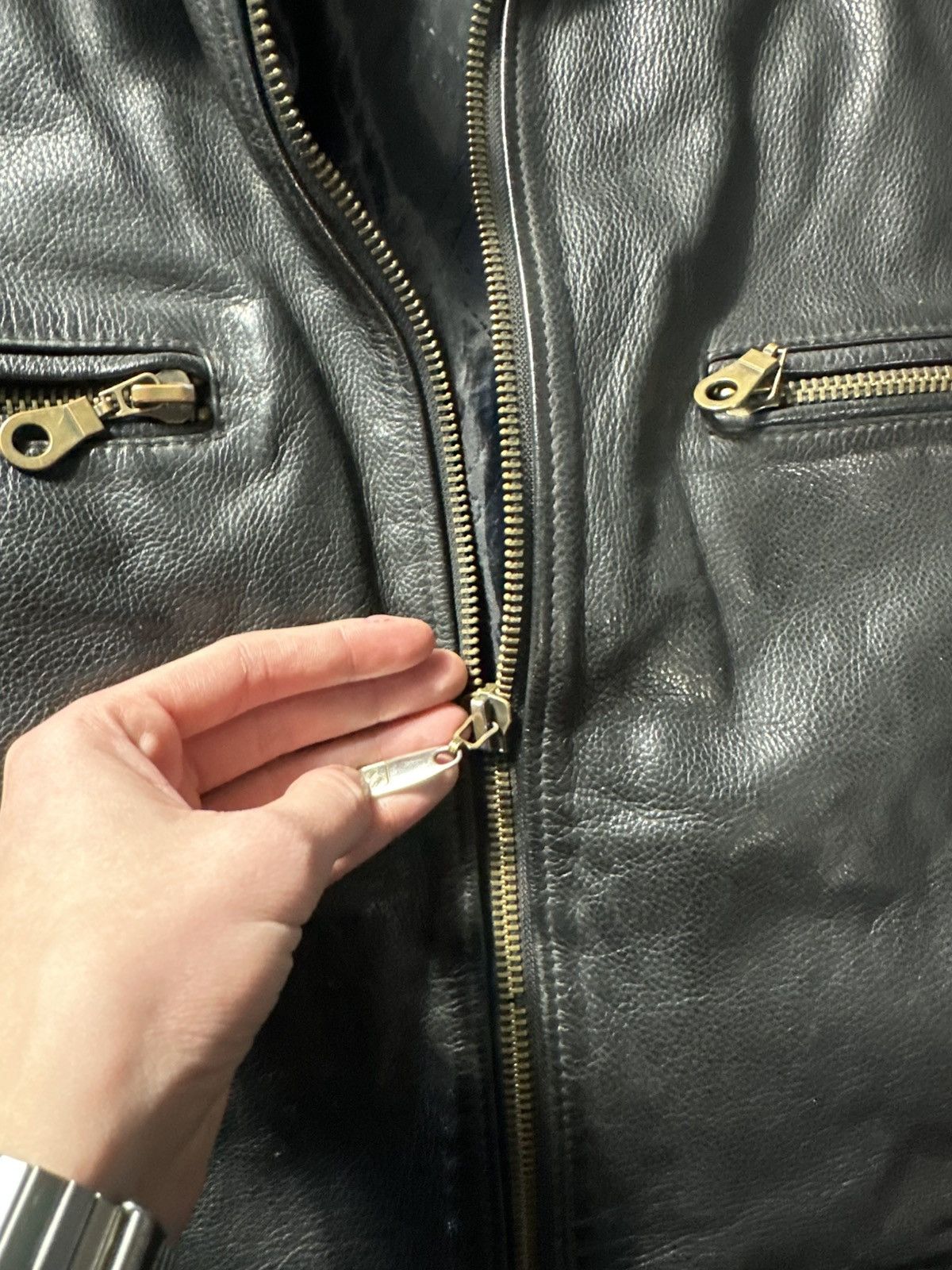Harley Davidson × Leather 🚨Vintage 90s Leather Biker Jacket-West Style Maison Margiela Size US M / EU 48-50 / 2 - 7 Thumbnail