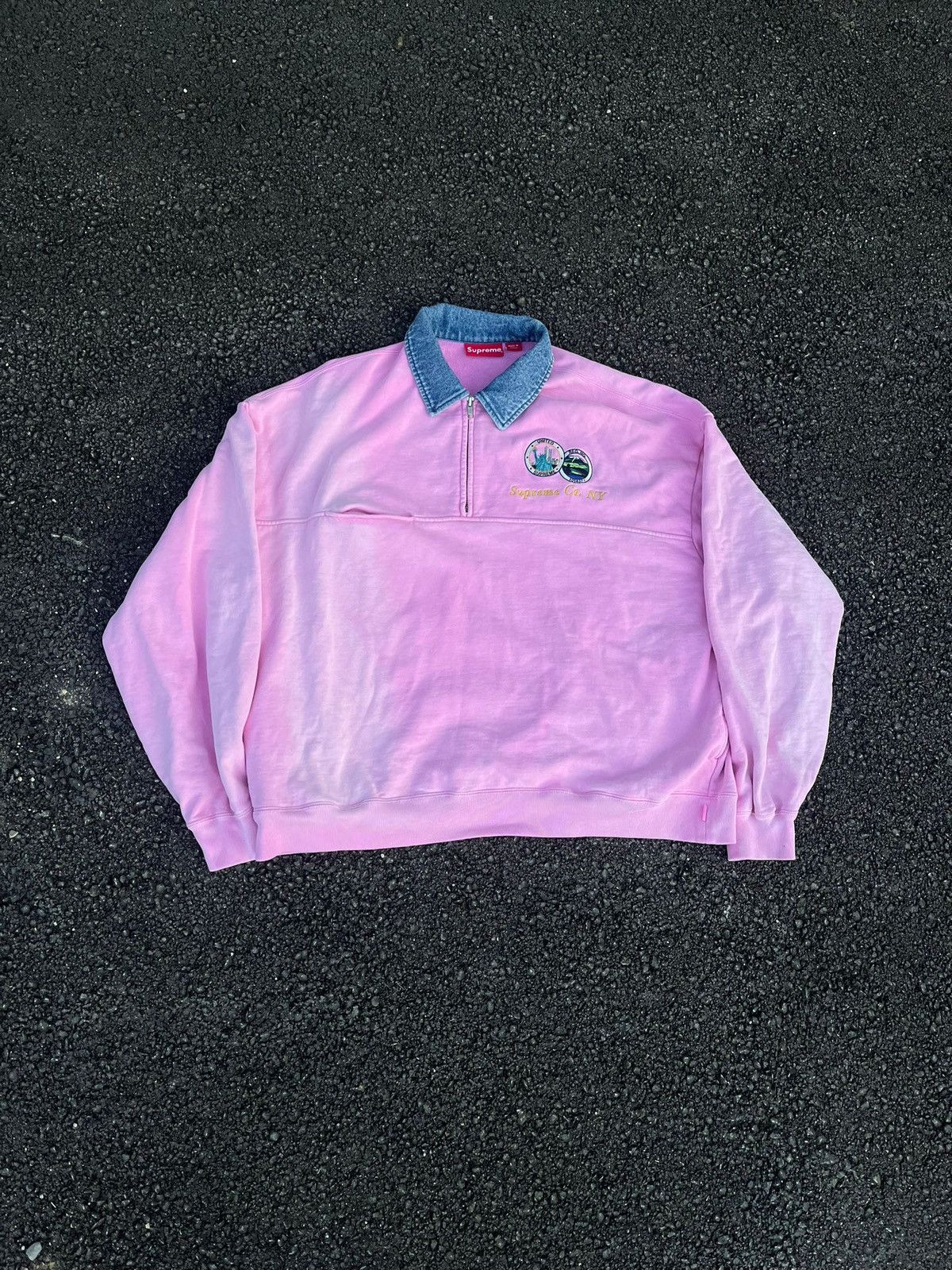 Supreme Denim Half Zip | Grailed