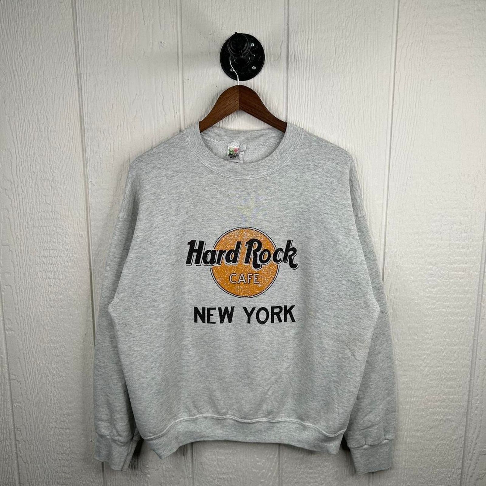 Fruit Of The Loom Vintage 90s Grey Hard Rock Cafe New York Crewneck Size Large Size US L / EU 52-54 / 3 - 1 Thumbnail