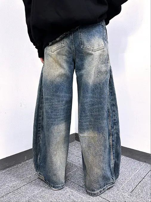 Jean Distressed washed loose wide-leg scimitar jeans Size US 32 / EU 48 - 4 Thumbnail