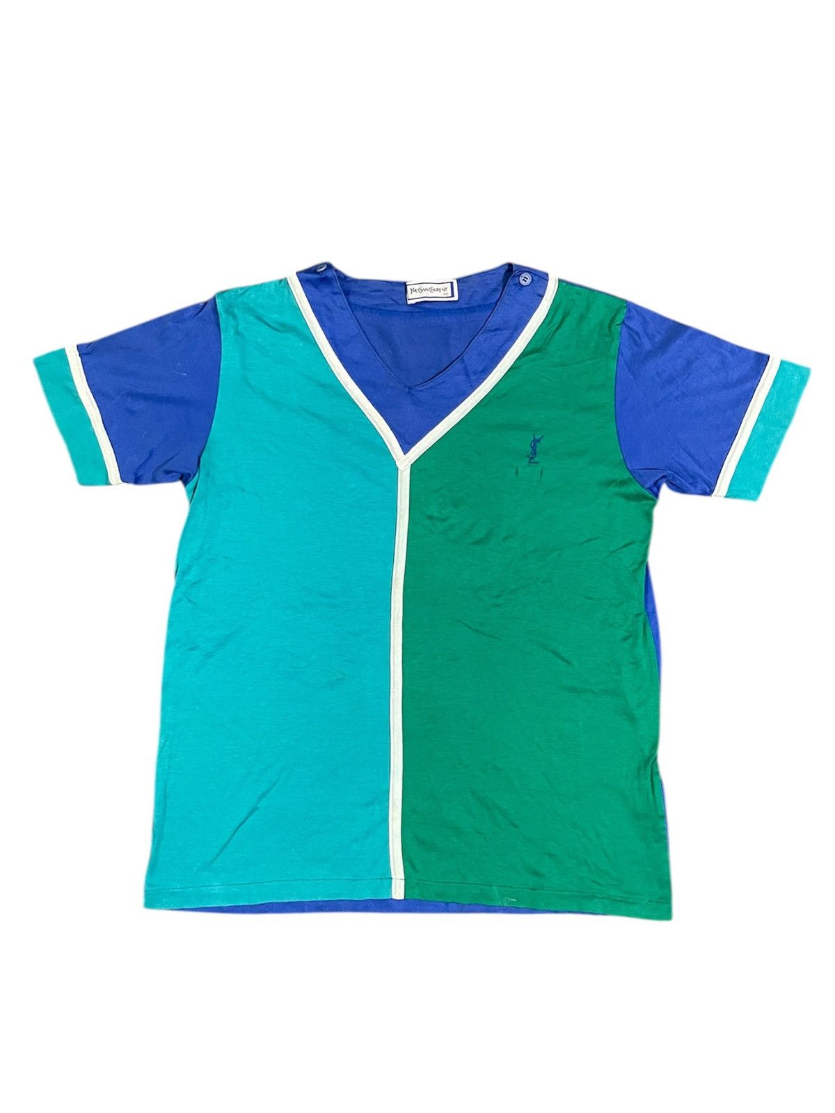 Yves Saint Laurent Vintage Yves Saint Laurent V Neck YSL T Shirt Size M / US 6-8 / IT 42-44 - 1 Thumbnail
