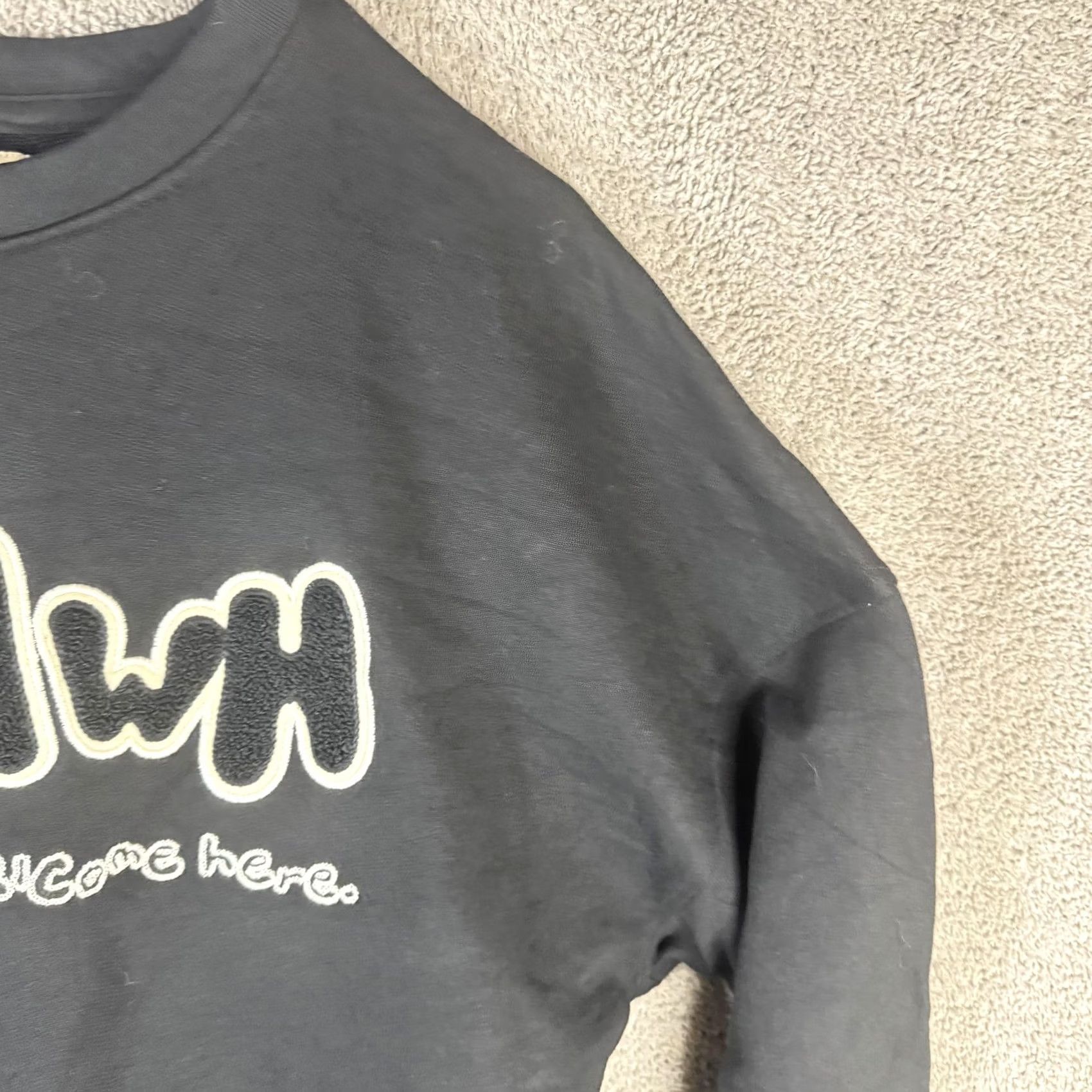 Vintage AGTAWH Sweatshirt Mens Medium Black Fleece Crewneck Pullover Chenille Logo Graphic Print Embroidered Accent Size US M / EU 48-50 / 2 - 4 Thumbnail