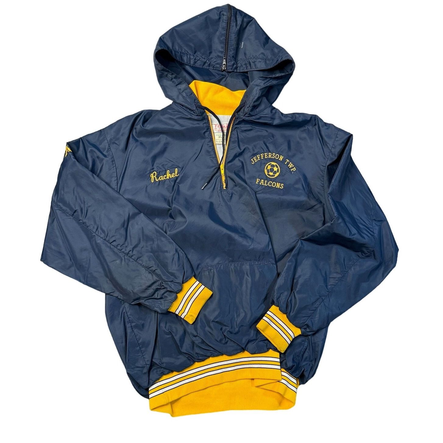 Vintage Vintage O'Shea Blue Jefferson Falcons Hooded Windbreaker Size US XL / EU 56 / 4 - 1 Thumbnail