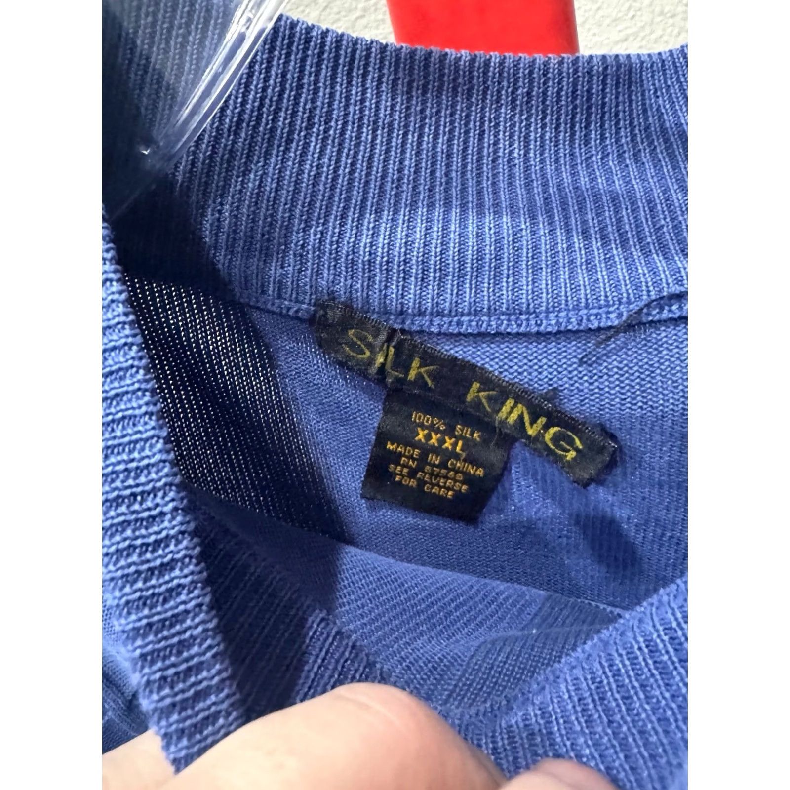 Vintage Silk King 100% Silk Blue Knit Mock SWEATER Shirt 3XL XXXL Size US XXL / EU 58 / 5 - 3 Thumbnail