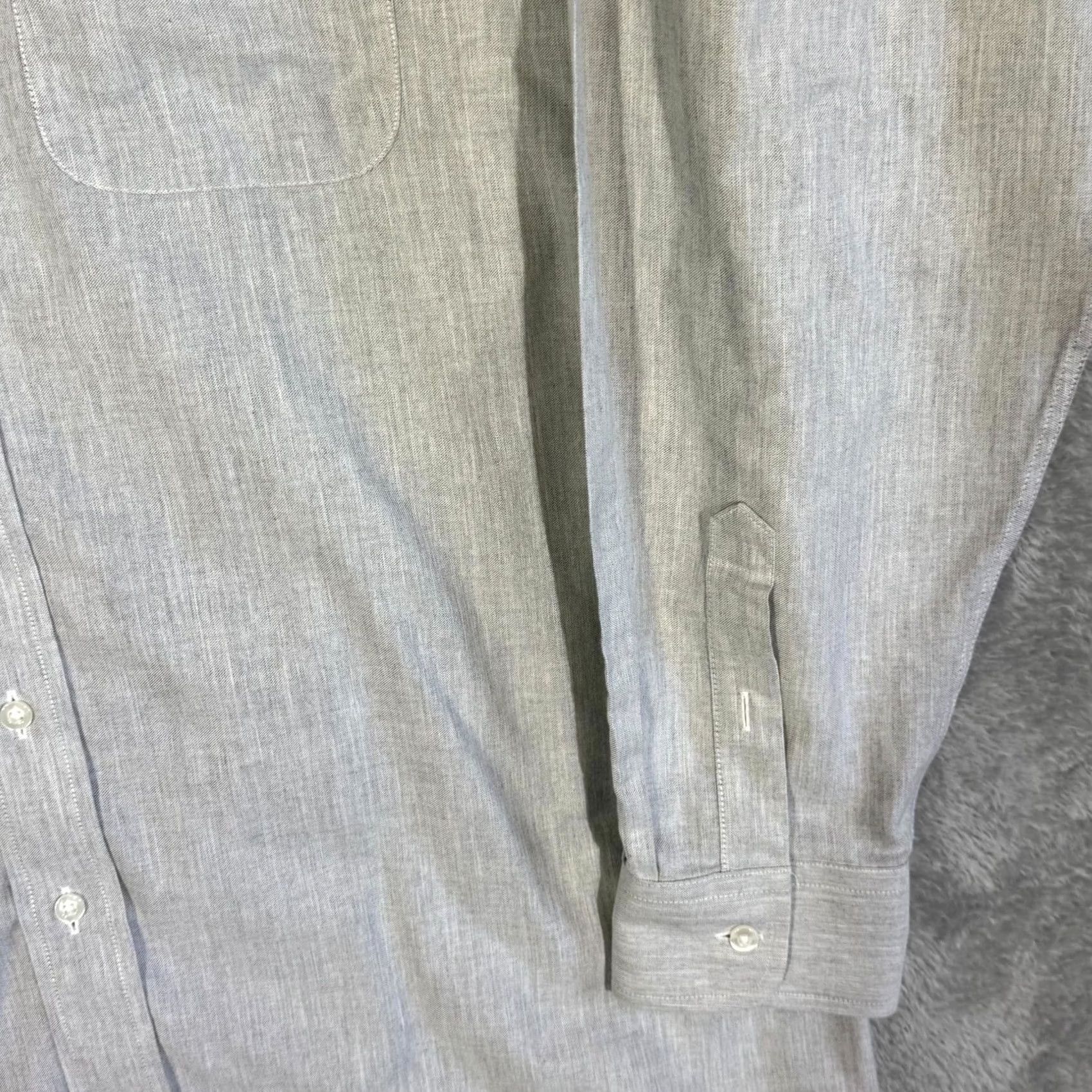 Vintage Gold Label Dress Shirt Blue 100% Cotton Long Sleeve 17×35 Men’s Formal Shirt Size 46R - 5 Thumbnail