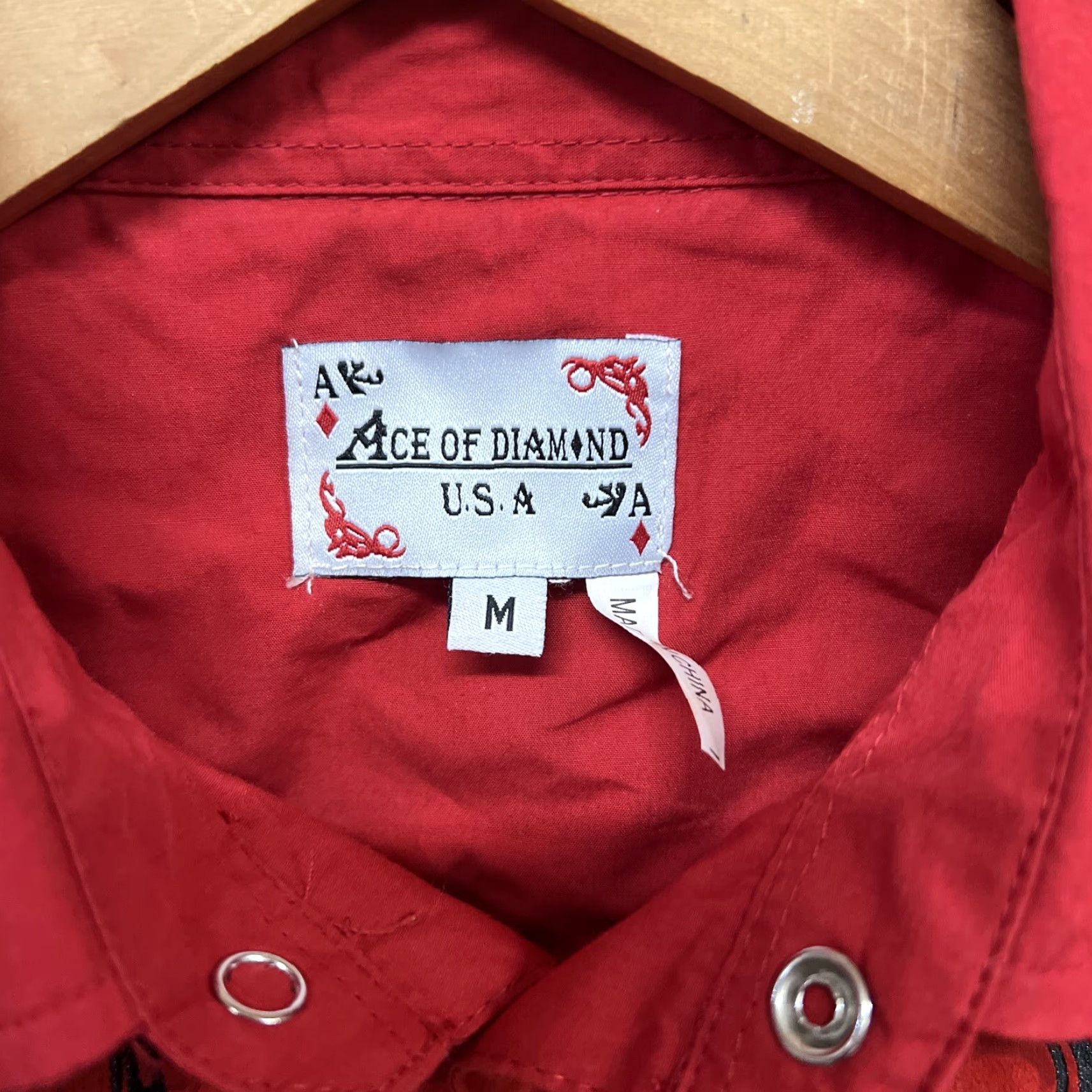 Vintage Ace Of Diamonds USA Shirt Mens M Red Pearl Snap Western Workwear Cowboy Button-Up Size US M / EU 48-50 / 2 - 2 Thumbnail