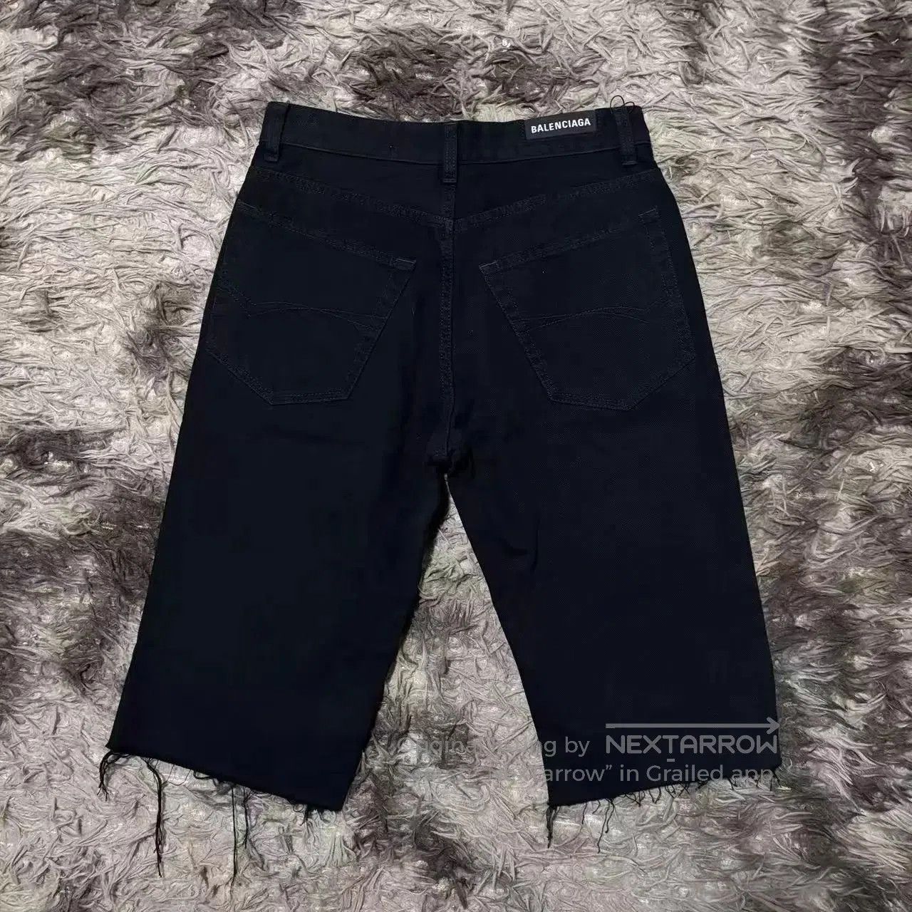 Balenciaga Black Denim Shorts with Fringe Hem Size 32. Size US 32 / EU 48 - 2 Thumbnail