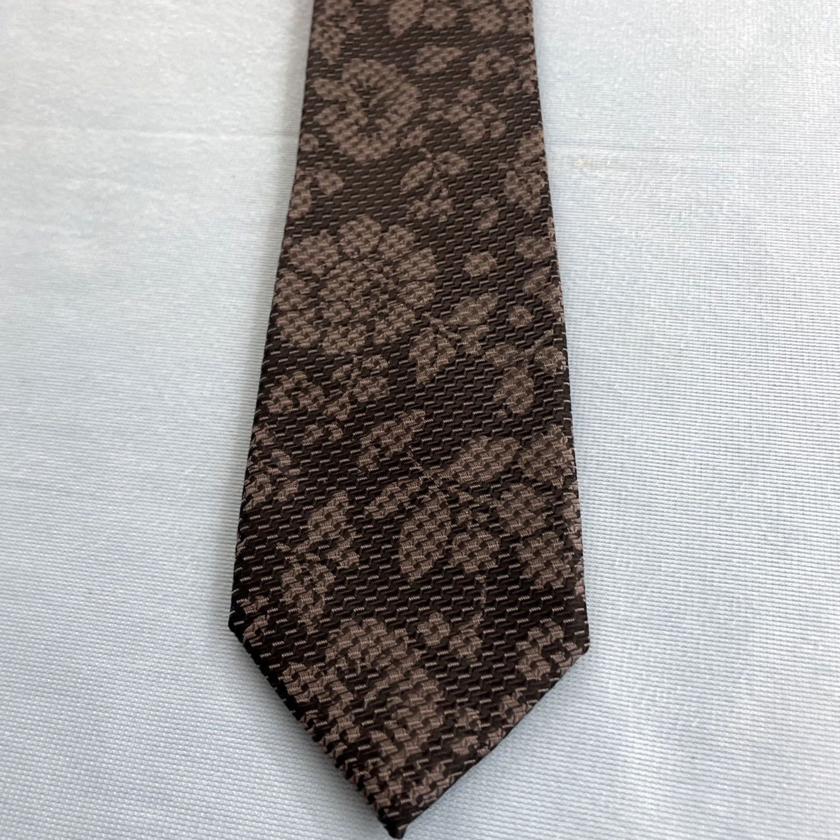 Vintage 14th Union Baroque Skinny Tie Black Silver Floral Metallic Cybergoth Club Necktie, Men, One Size, Wedding, Adjustable, Slim Tie, Size ONE SIZE - 6 Thumbnail