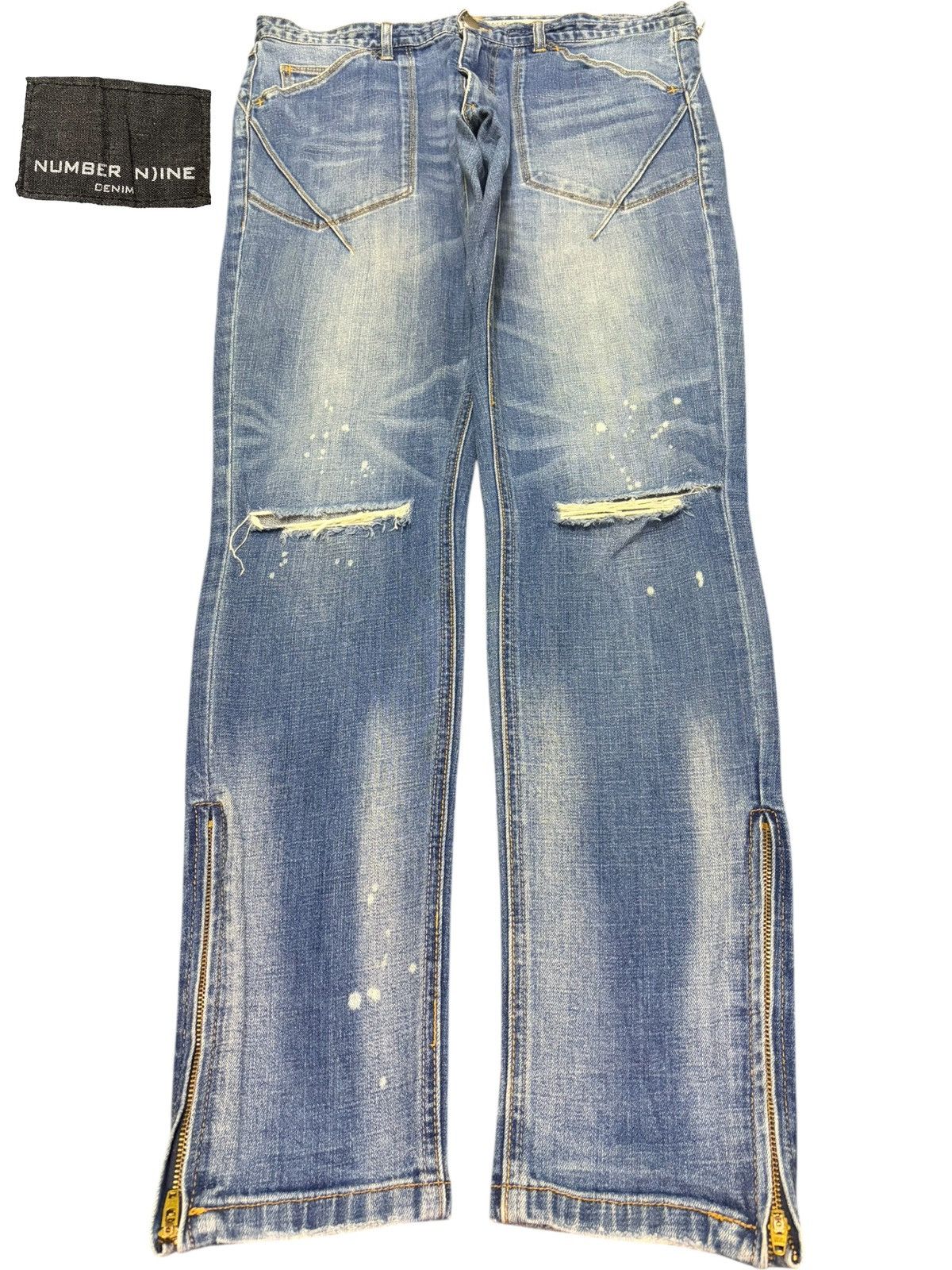 Number (N)ine Vintage Number Nine Faded Wash Distressed Jeans Size US 33 - 1 Thumbnail