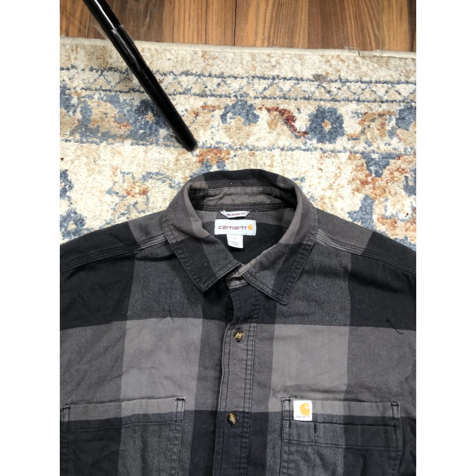 Carhartt VINTAGE Carhartt Shirt Jacket Mens L Gray Plaid Flannel Quilted Lined Button Front Size US L / EU 52-54 / 3 - 2 Thumbnail