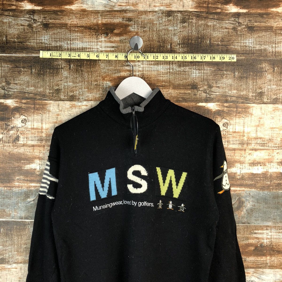 Homespun Knitwear × Japanese Brand × Vintage MSW munsingwear Black Knitwear sweatshirt #A1560 Size US S / EU 44-46 / 1 - 2 Thumbnail