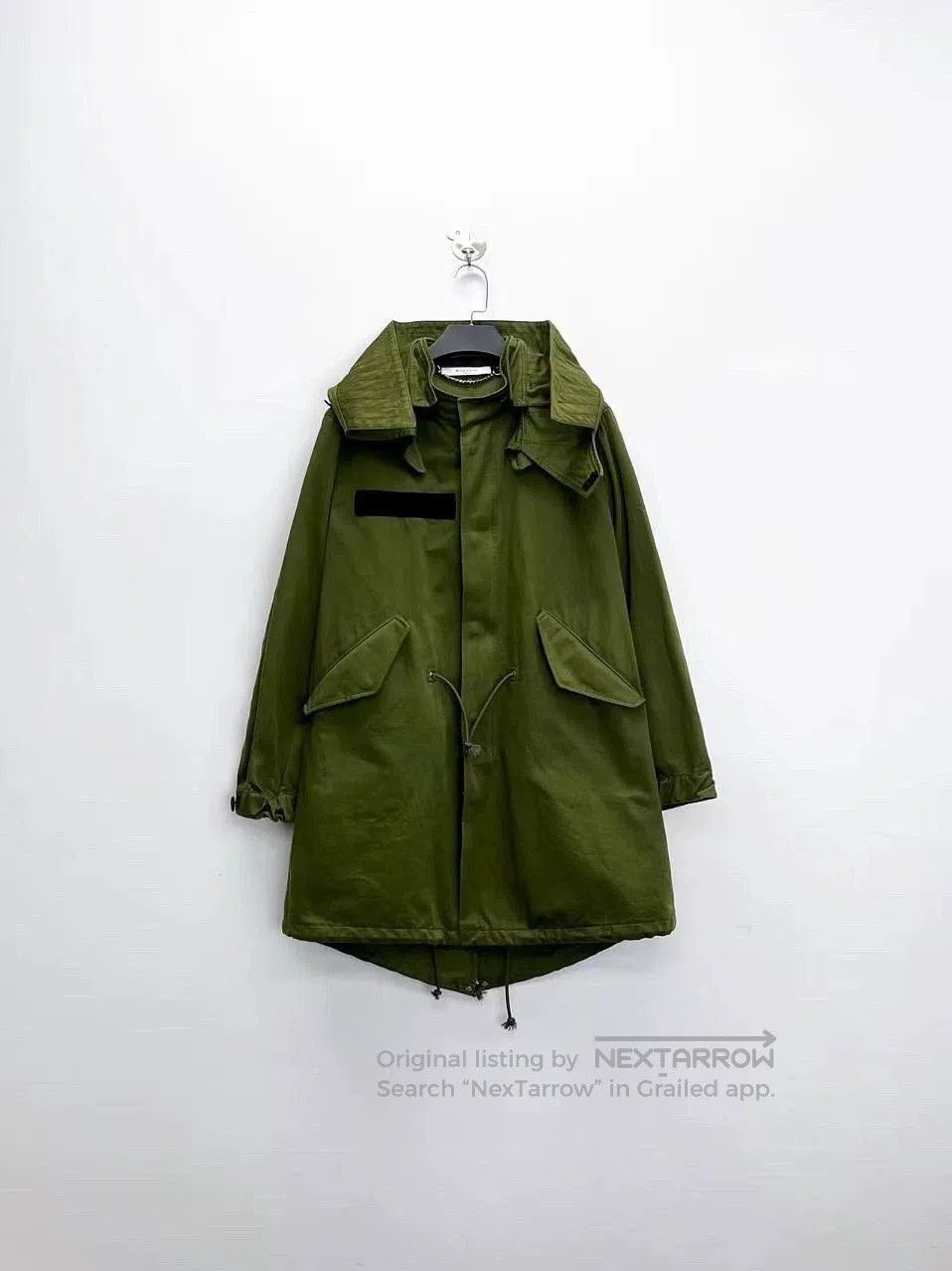 Givenchy Military Green Hooded Trench Coat.