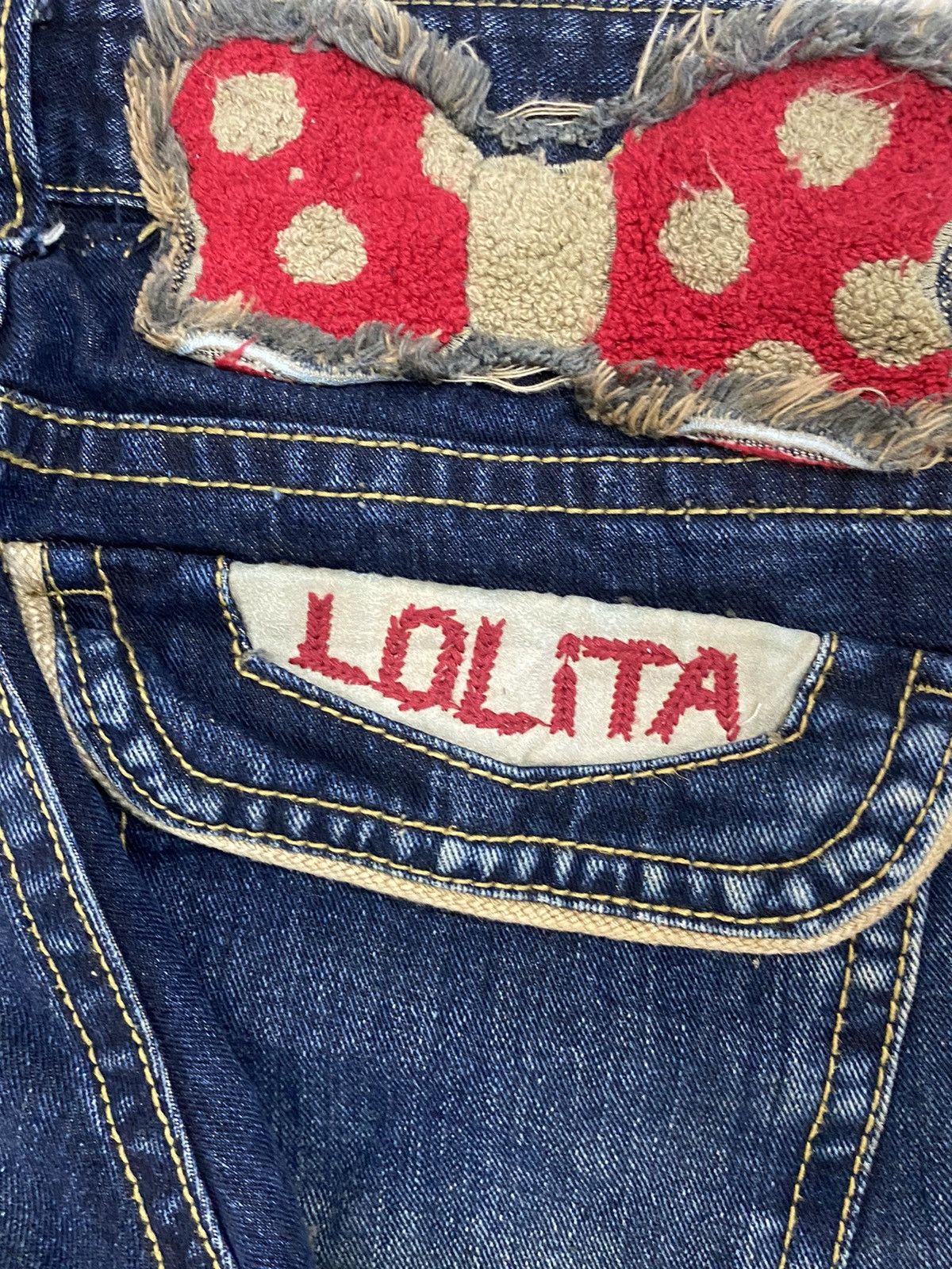 Japanese Brand Vintage Lolita X Yoshitomo Nara Patches Mud Washed Whisker Size US 29 - 20 Thumbnail