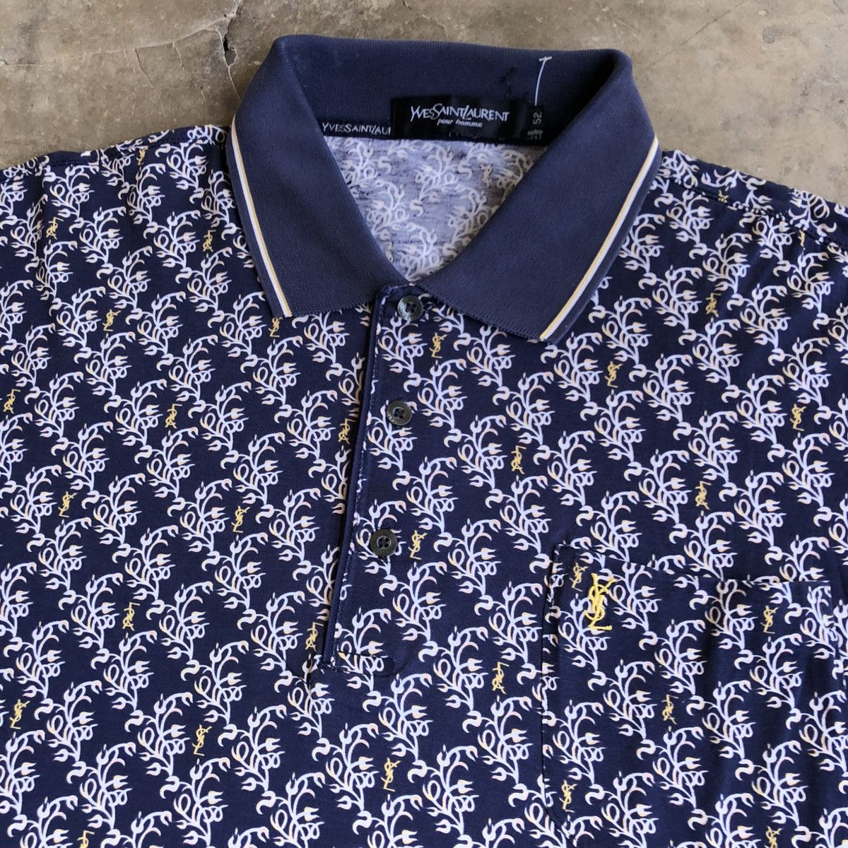 Yves Saint Laurent 1990s Yves Saint Laurent Pour Homme Monogram Polo Shirt Size US XL / EU 56 / 4 - 4 Thumbnail