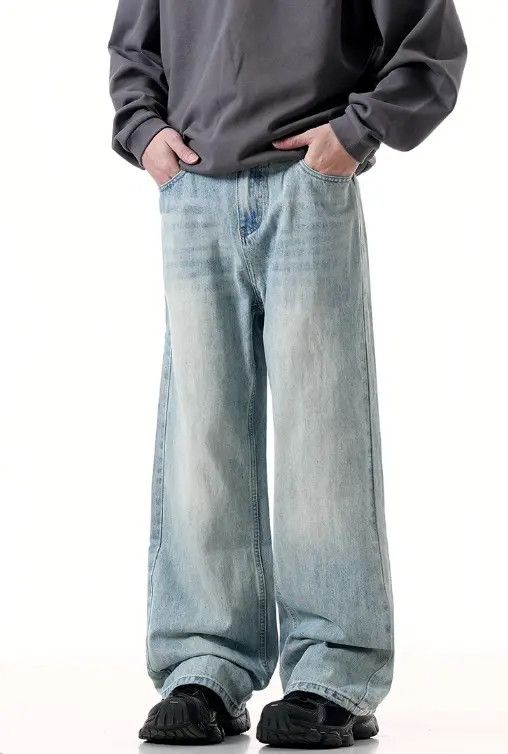 VIBE Street retro blue distressed washed straight loose jeans Size US 32 / EU 48 - 2 Thumbnail
