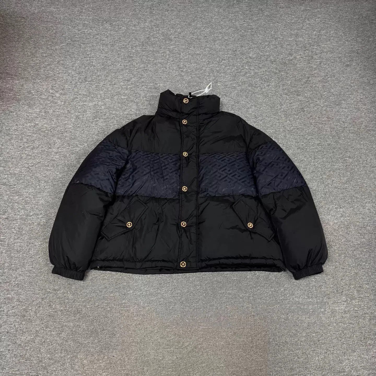 Versace Black Puffer Jacket with Button Front and Pockets. Size US M / EU 48-50 / 2 - 1 Thumbnail