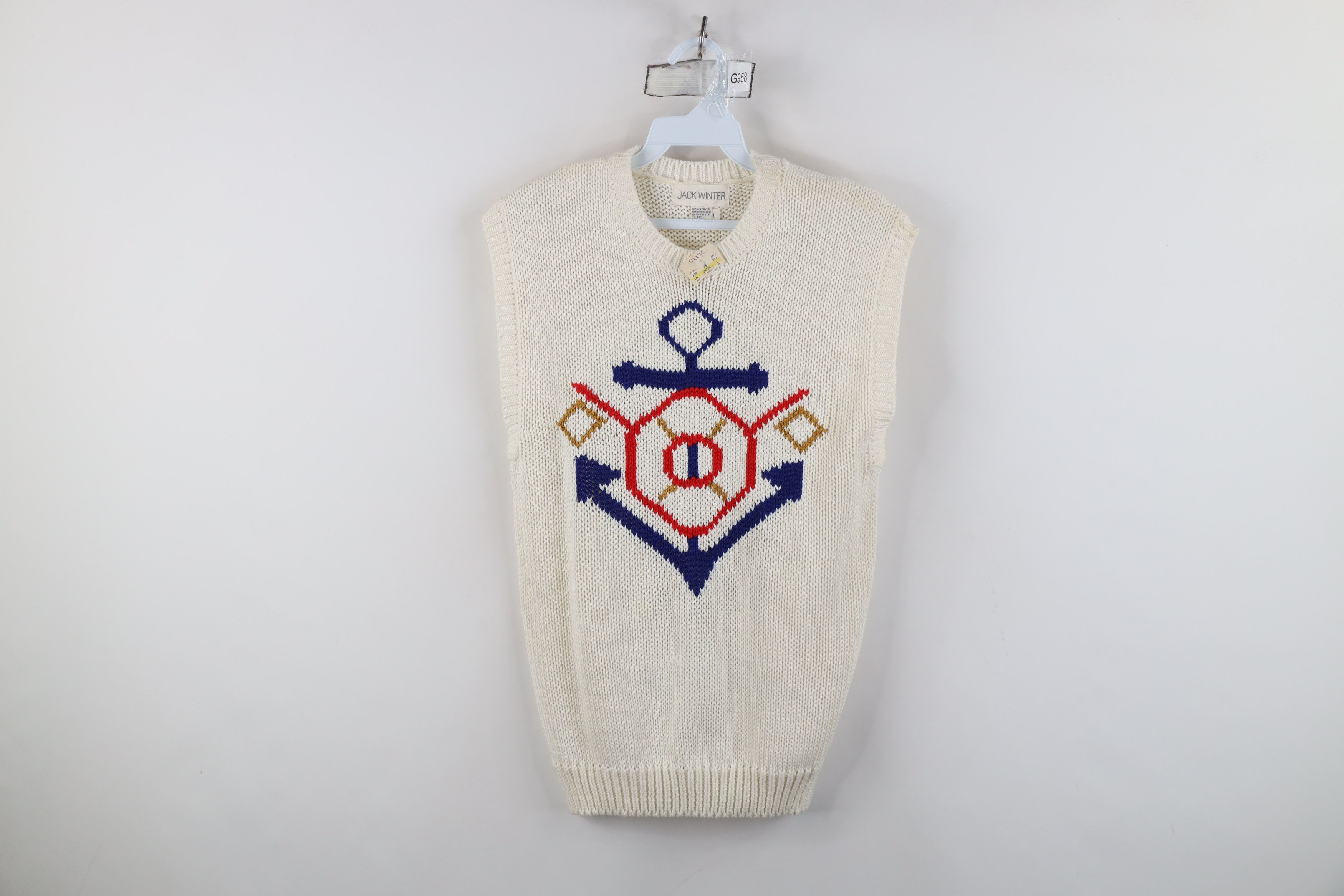 Vintage Deadstock Vintage 80s 90s Streetwear Anchor Sweater Vest Size L / US 10 / IT 46 - 1 Thumbnail
