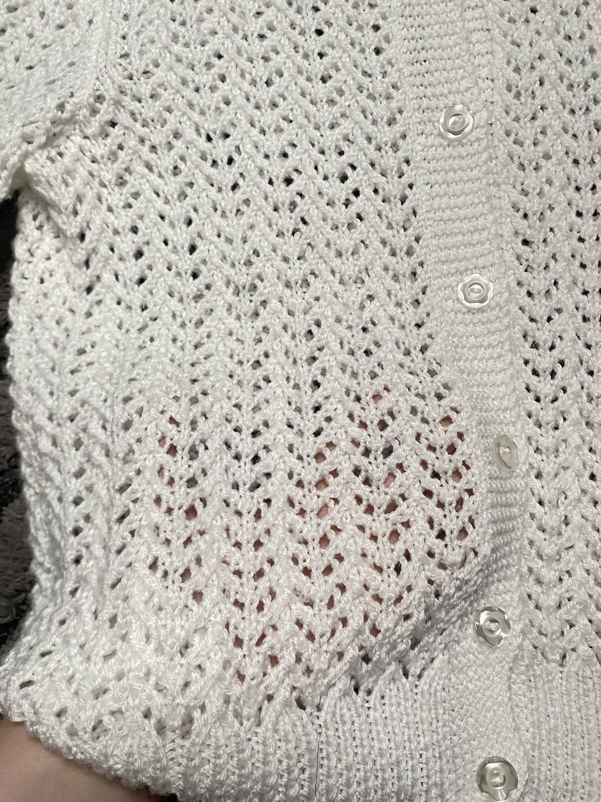 Vintage Vintage White Basic sweater Cardigan thin, transparent lace Size S / US 4 / IT 40 - 5 Thumbnail