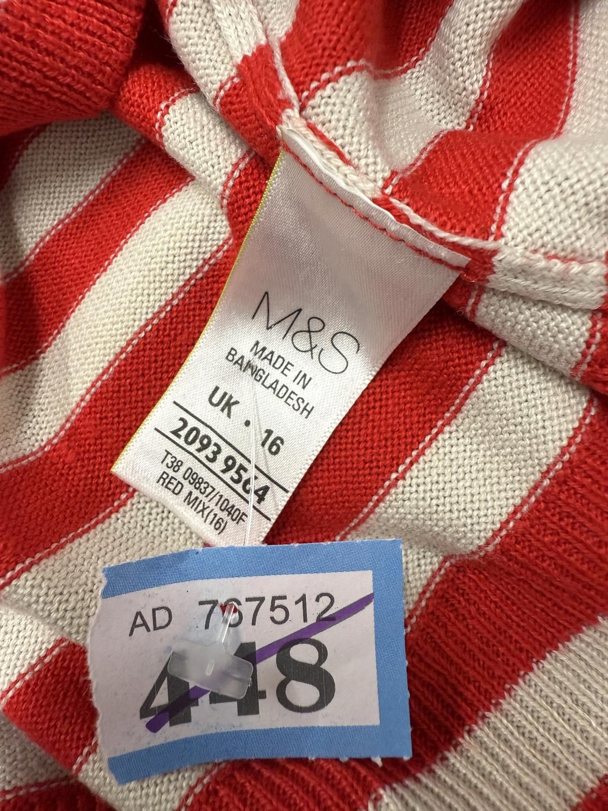 Other M&S Woman Red and White Striped Knit Sweater UK Size 16 Size XL / US 12-14 / IT 48-50 - 2 Thumbnail